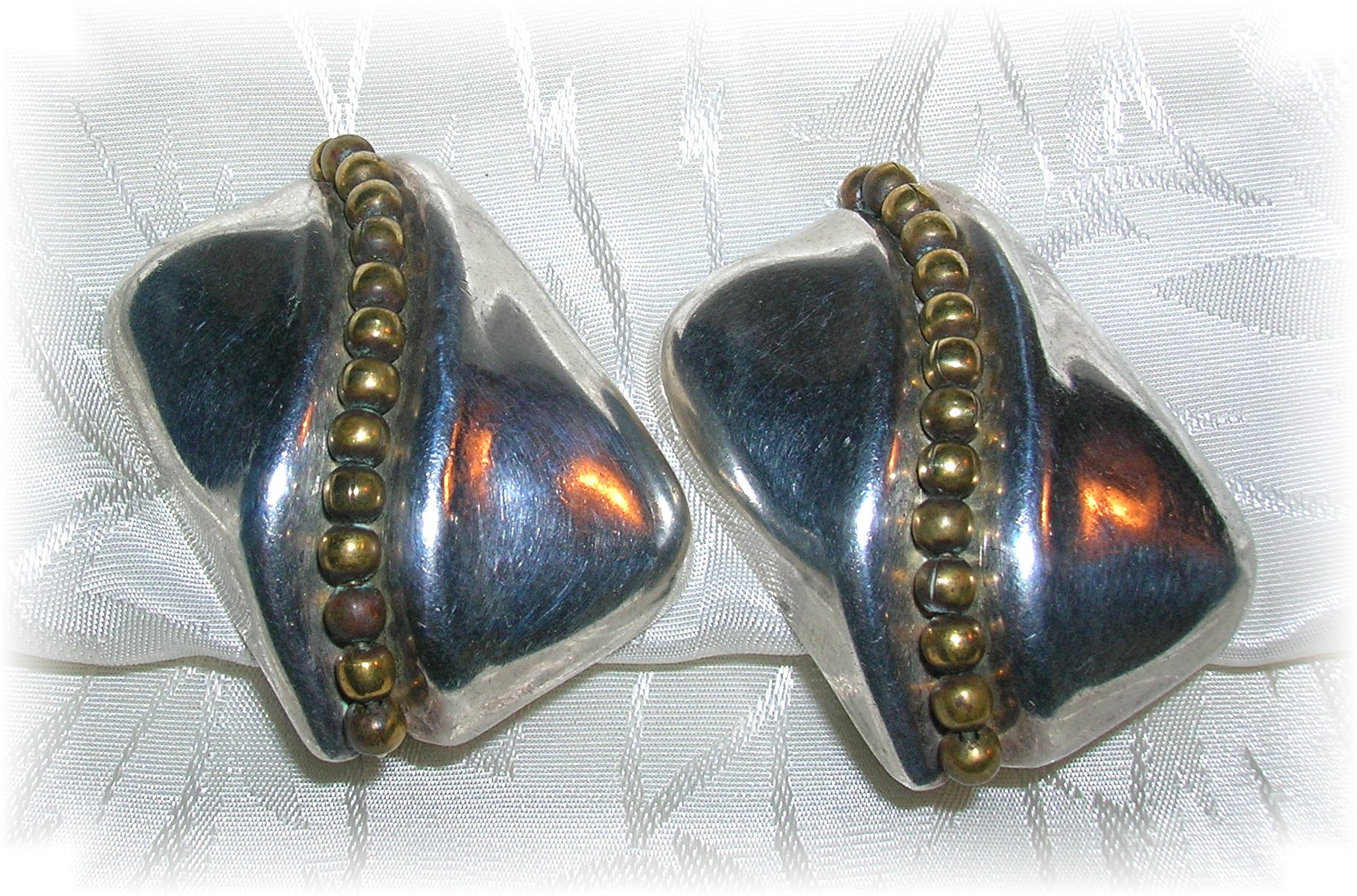 Large Sterling Silver Mexican Clip Earrings