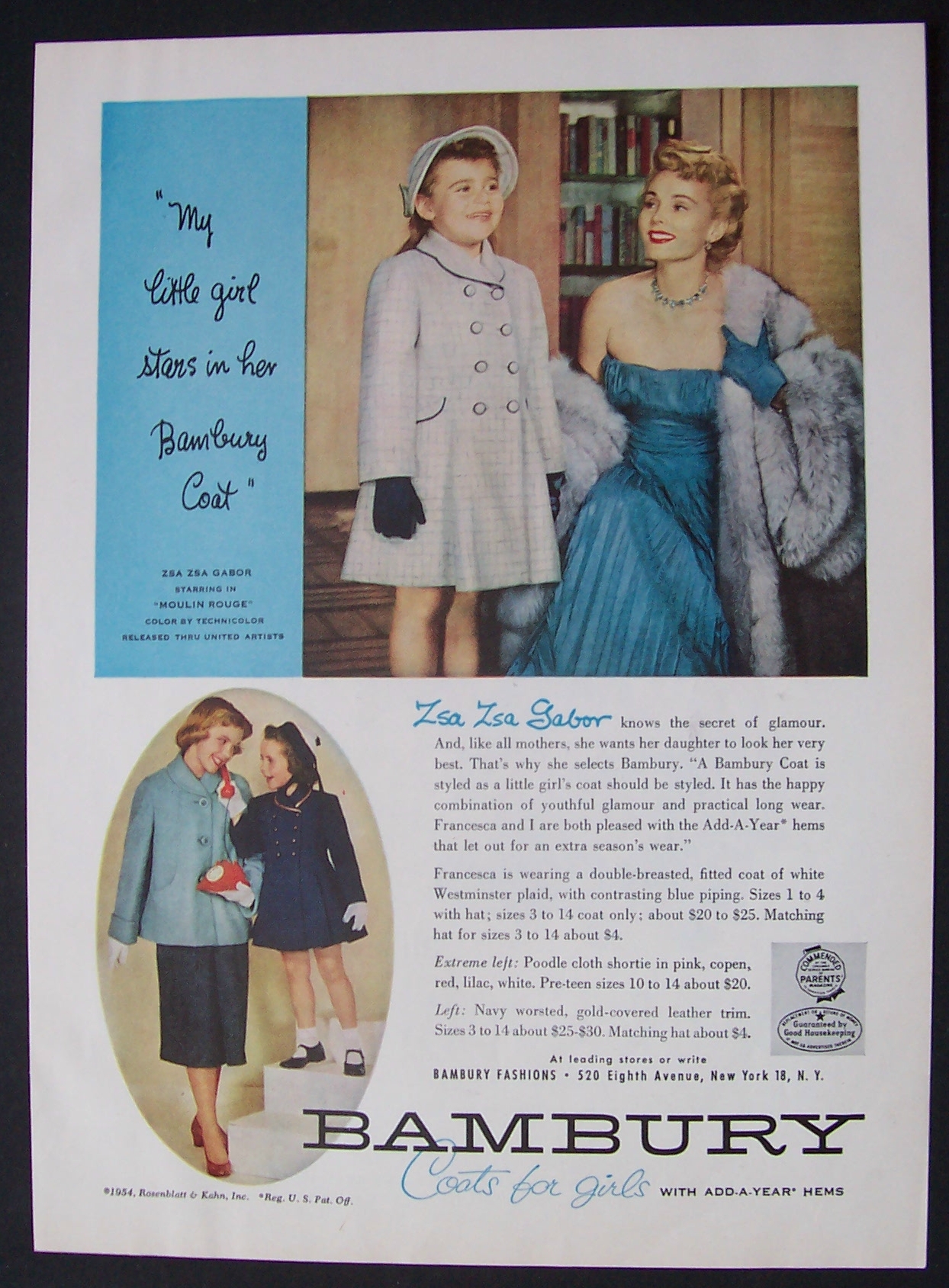 1954  Bambury  Coats  with  Zsa  Zsa  Gabor