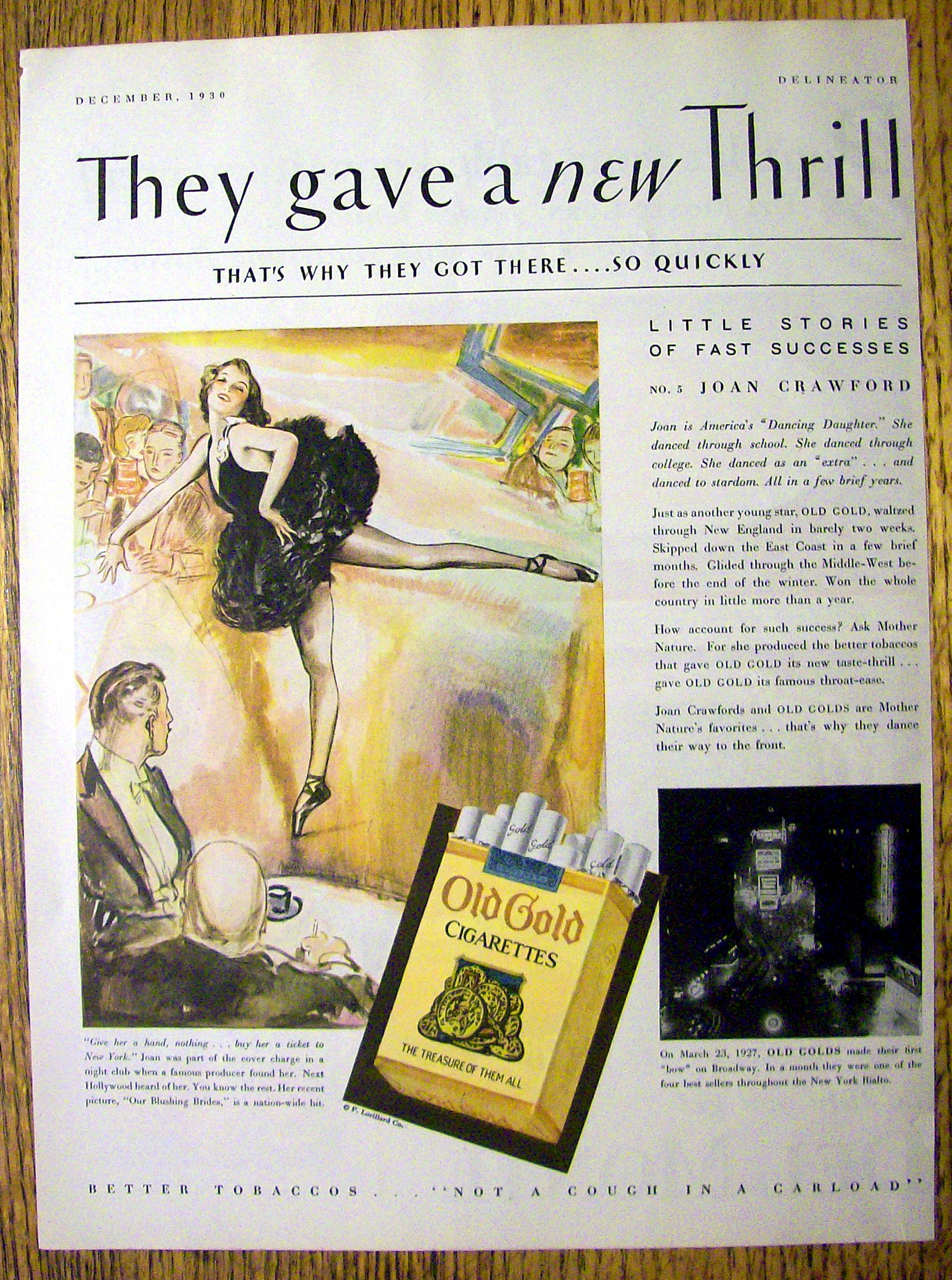 1930 Old Gold Cigarettes with Joan Crawford