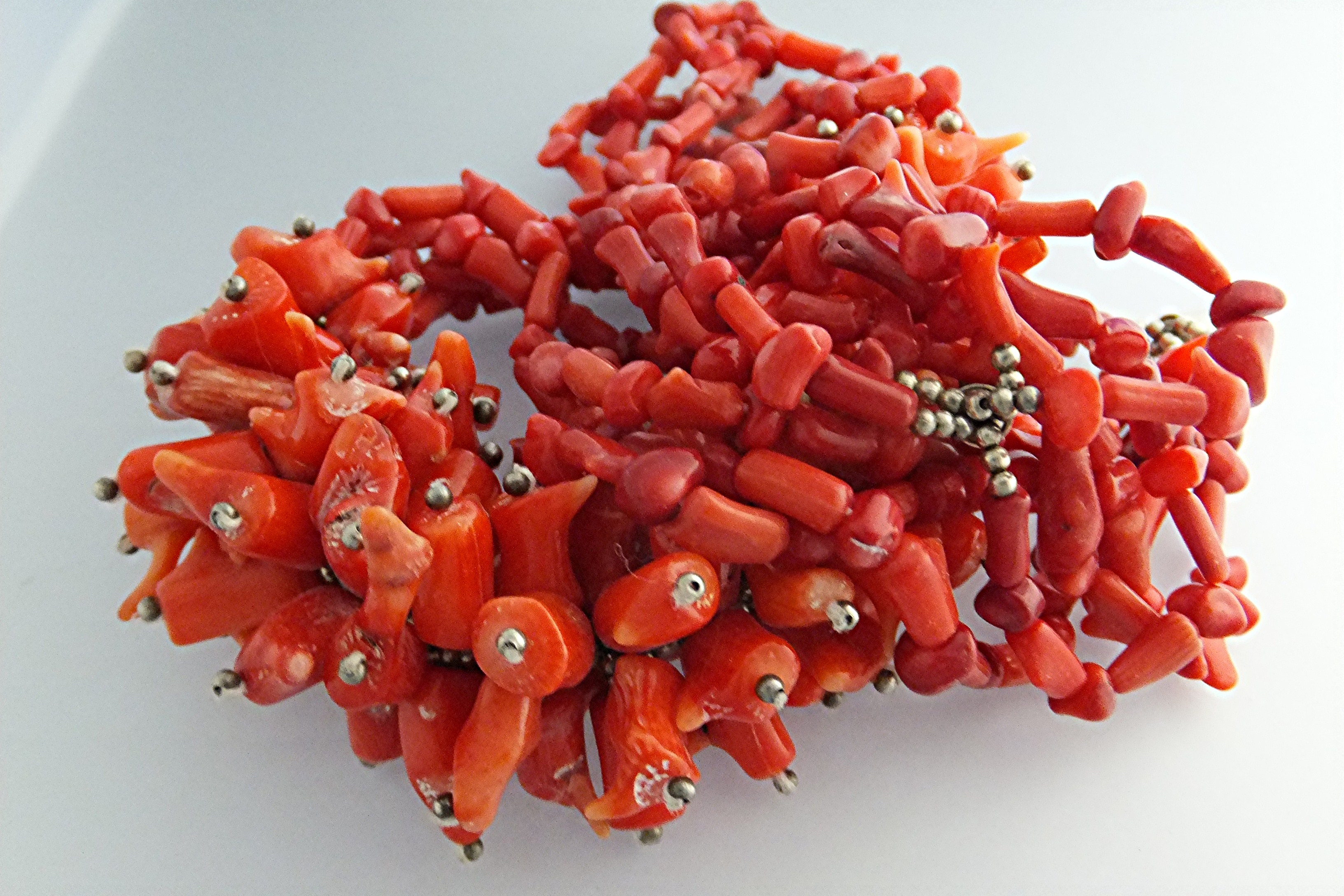 Coral 5 Strands Center Cluster Necklace