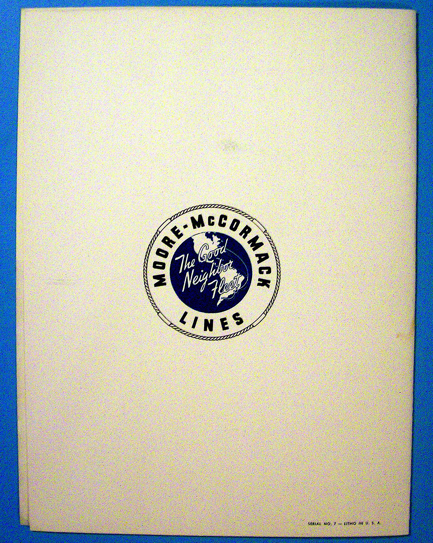 S. S. Brazil Menu (Moore Mc Cormack Lines) May 3, 1956
