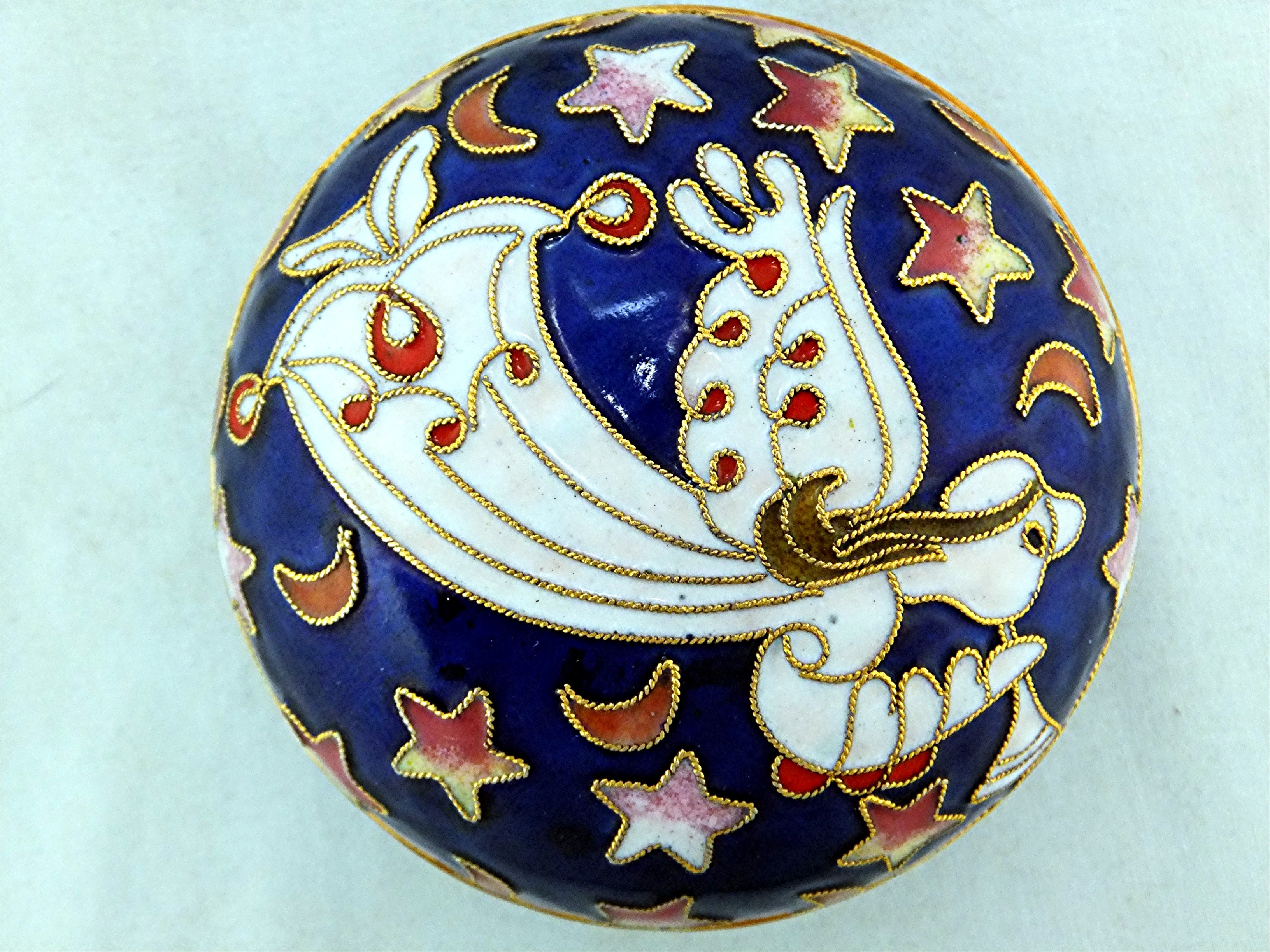 Small Blue Enamel Fairy Trinket Box