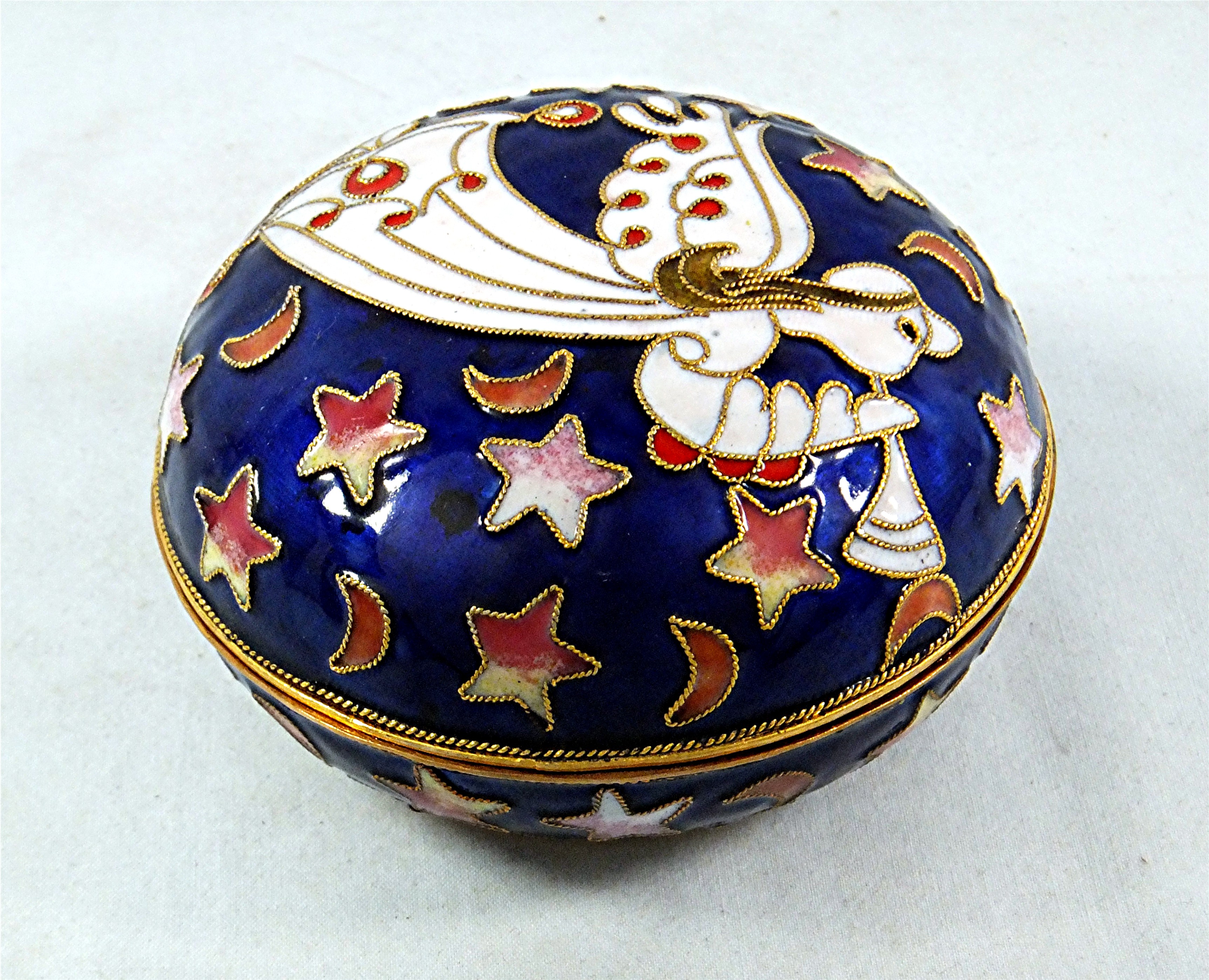 Small Blue Enamel Fairy Trinket Box