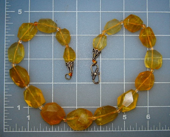 Citrine Faceted Bead Necklace Sterling Silver