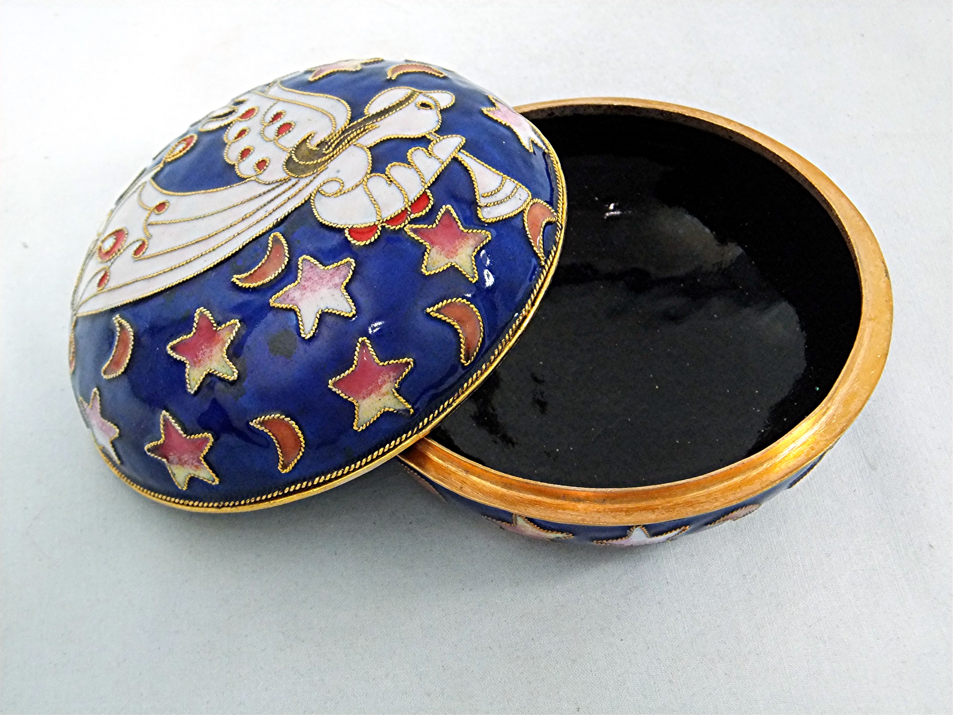 Small Blue Enamel Fairy Trinket Box