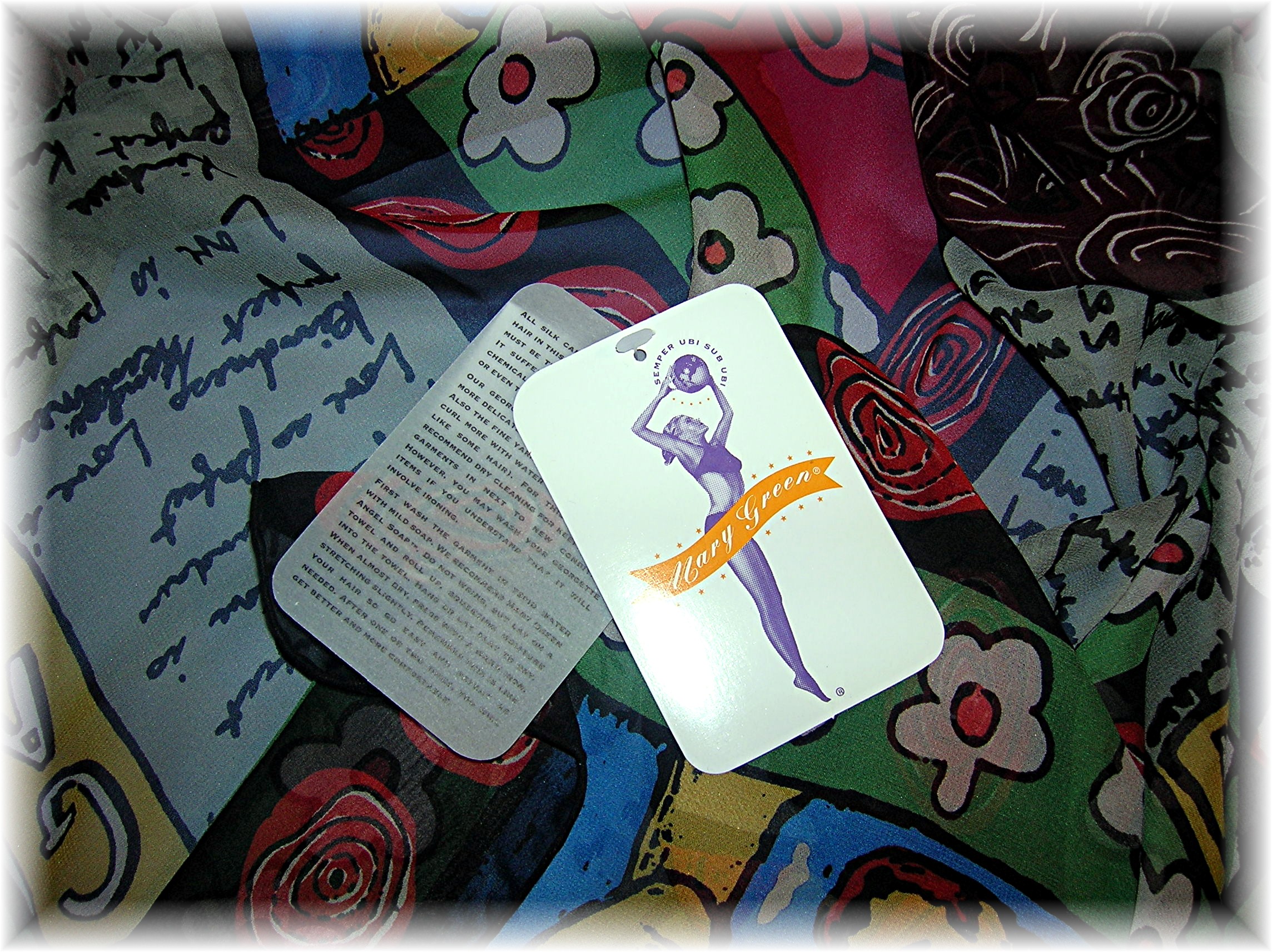 100% Silk Mary Green Scarf Designer