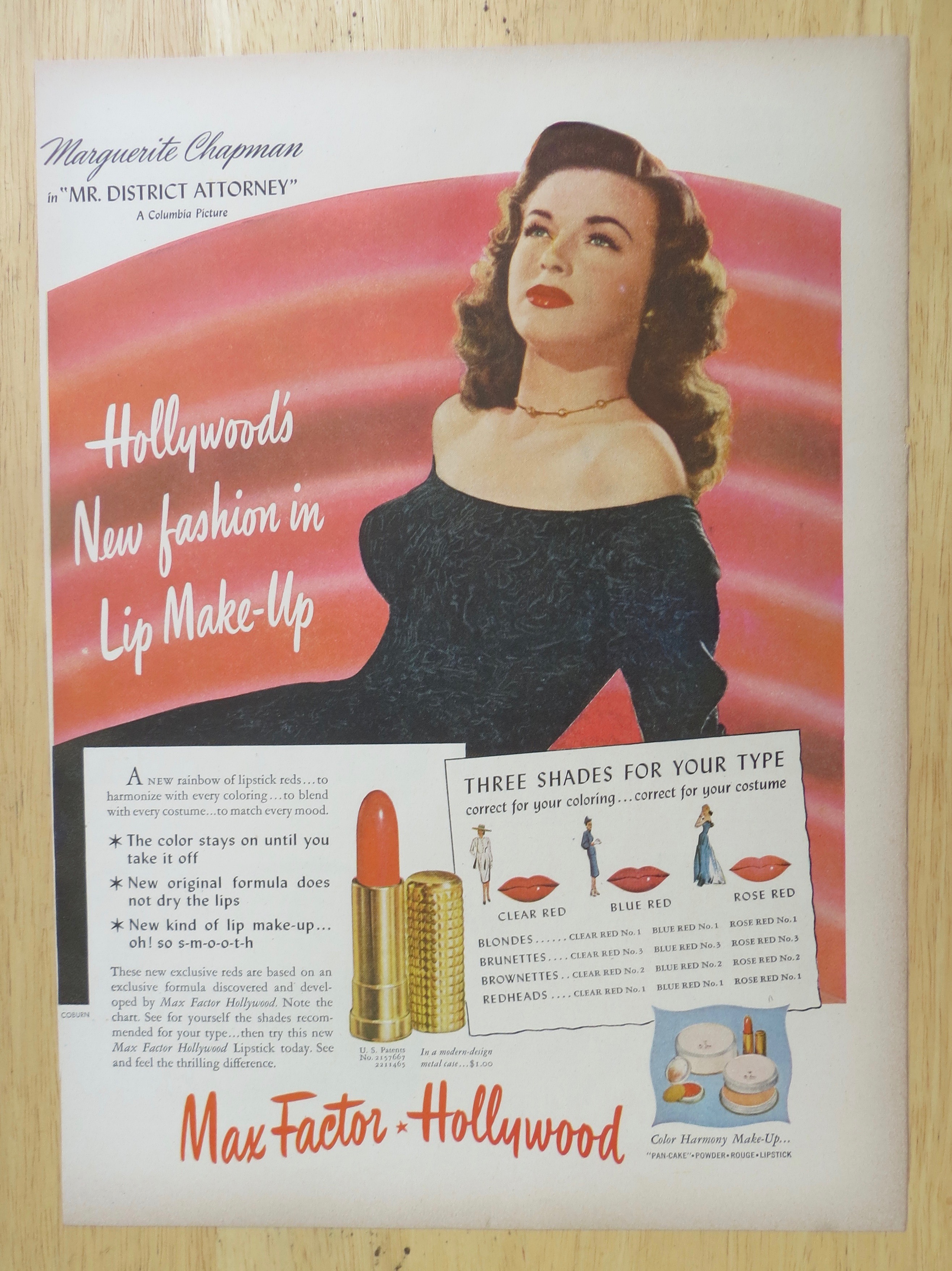 1947 Max Factor Lipstick with Marguerite Chapman
