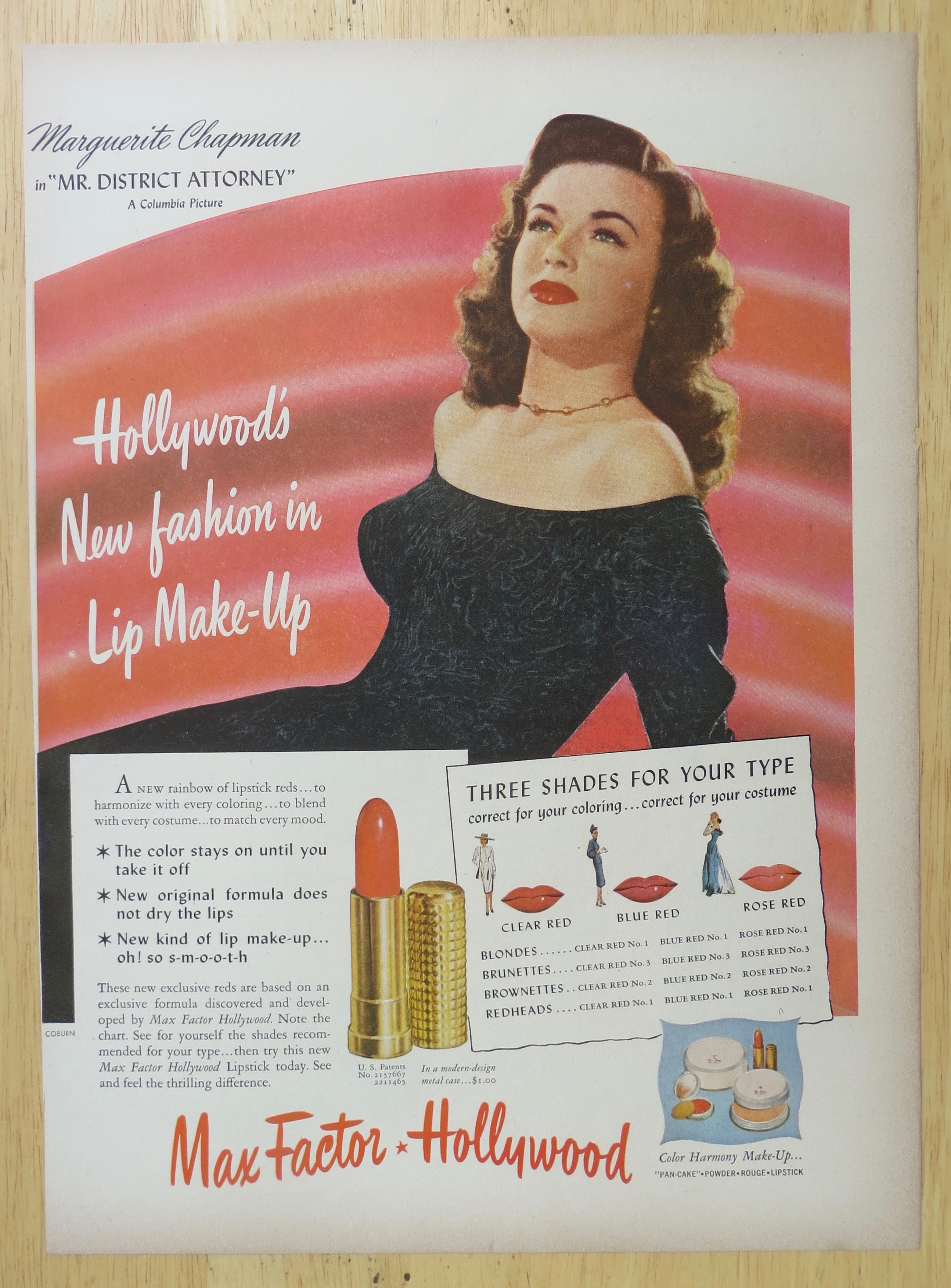 1947 Max Factor Lipstick with Marguerite Chapman