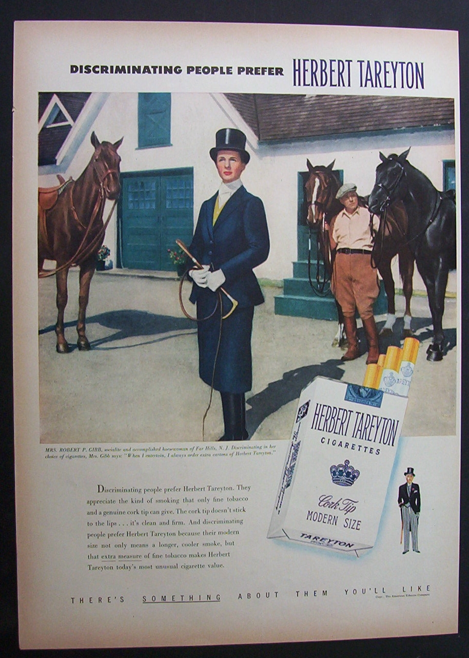 1951 Herbert Tareyton Cigarettes with Horsewoman