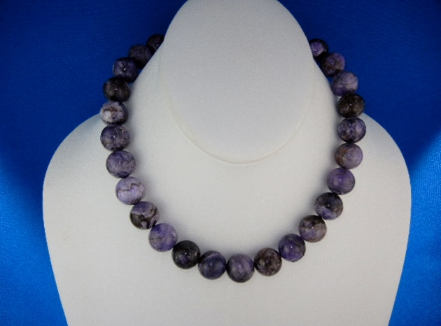 Russian Charoite Beads Silver Toggle Clasp