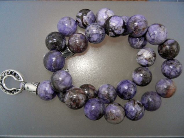 Russian Charoite Beads Silver Toggle Clasp