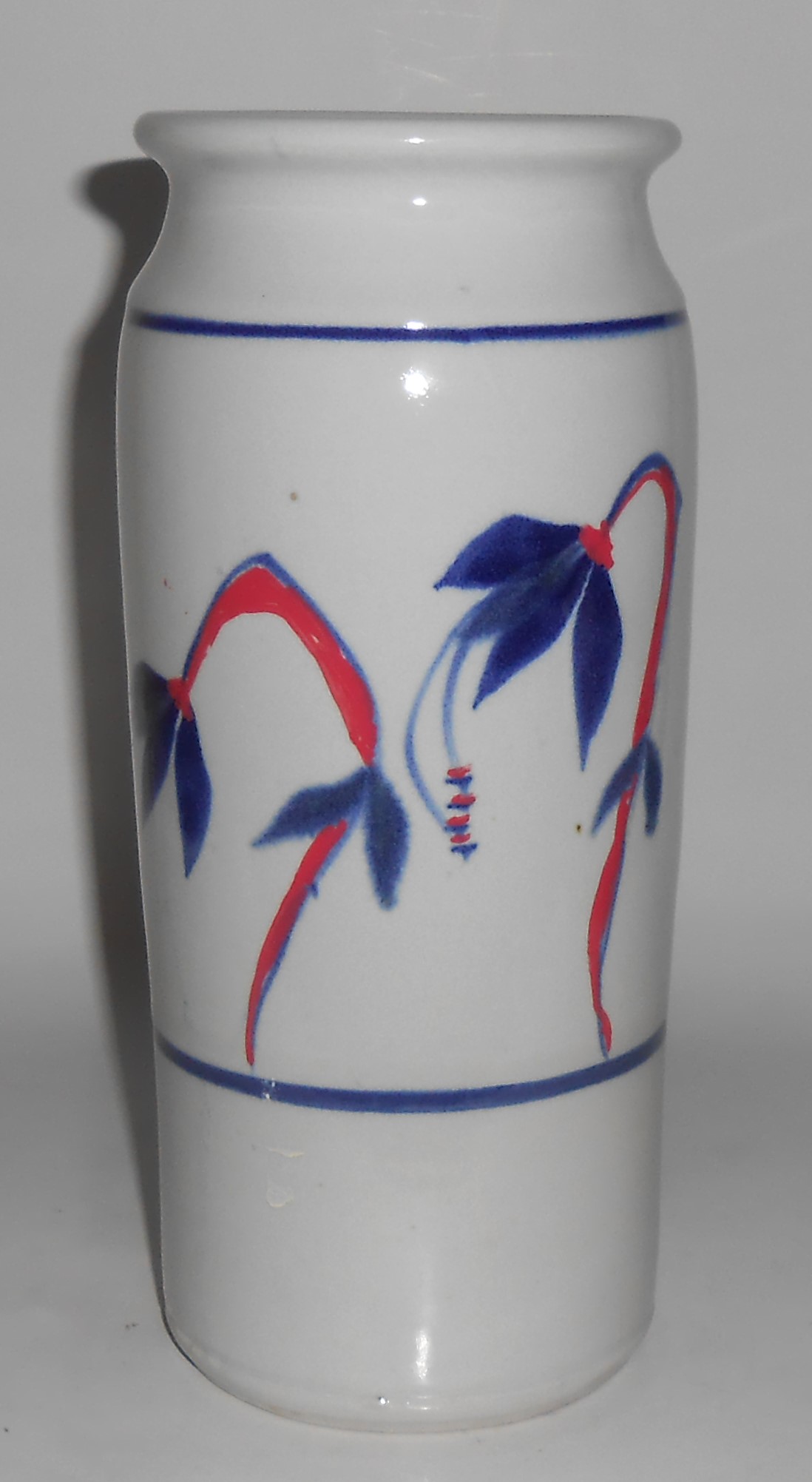 Bruning Studio Pottery Seattle White w/Red & Blue Vase