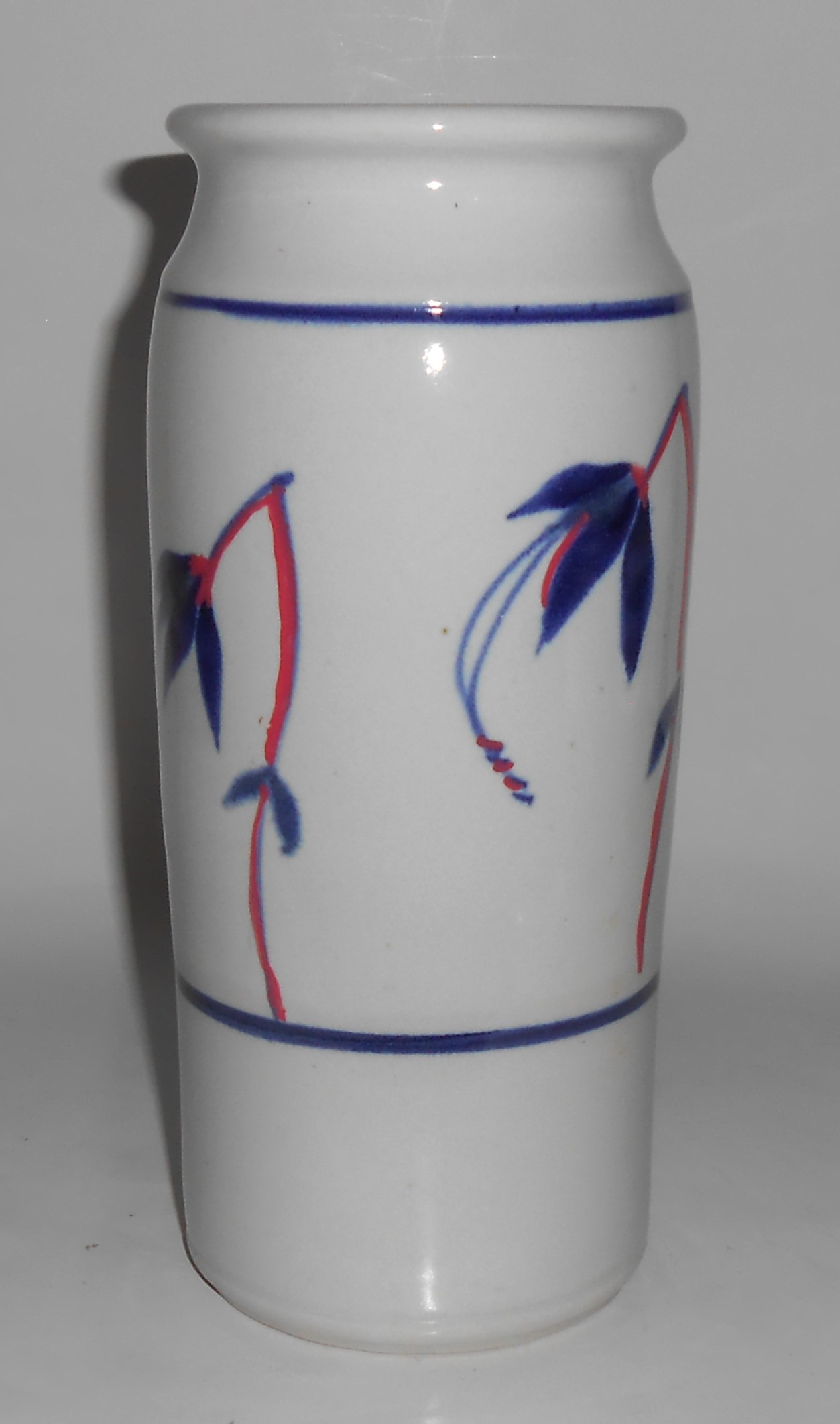 Bruning Studio Pottery Seattle White w/Red & Blue Vase