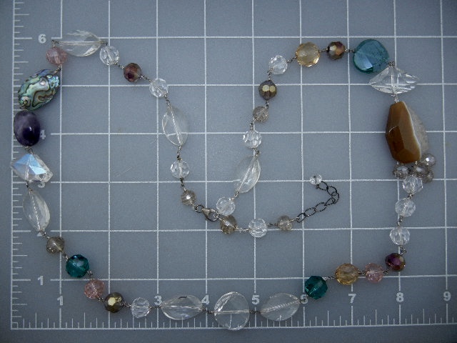 Necklace, Crystal, Agate, Abalone, Amethyst