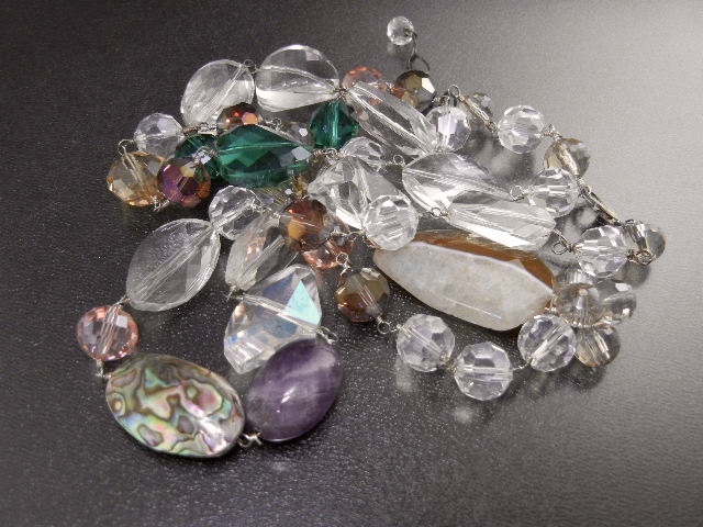 Necklace, Crystal, Agate, Abalone, Amethyst