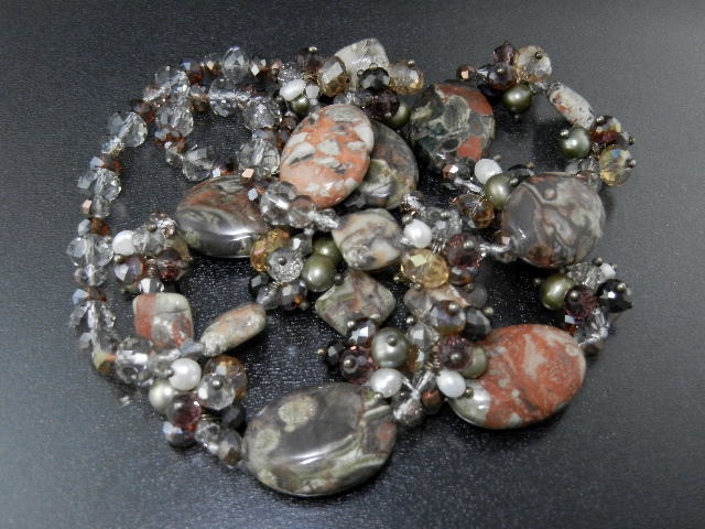 Necklace, Jasper and Crystal