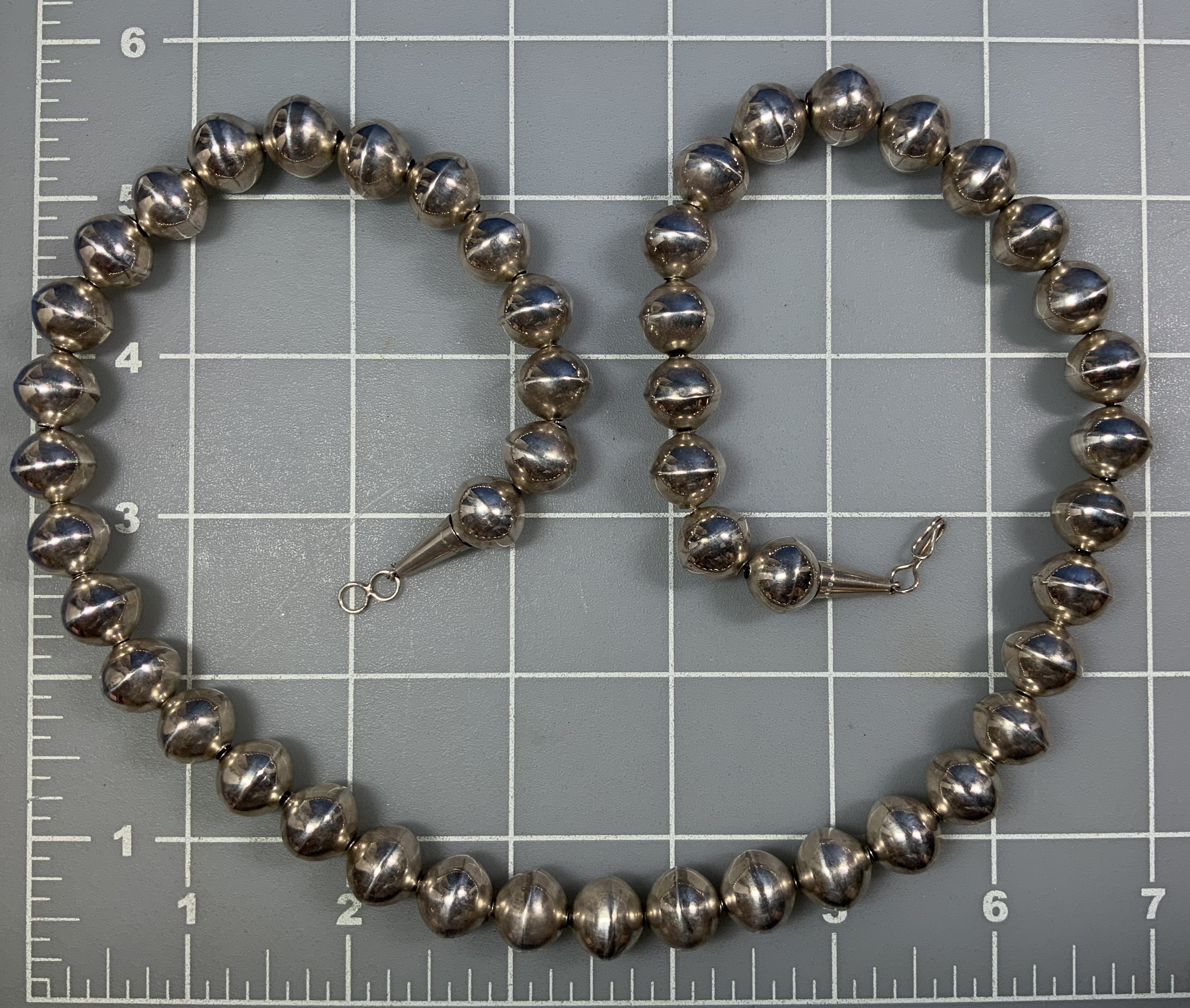 Navajo Pearls Sterling Silver Necklace 68 Grams