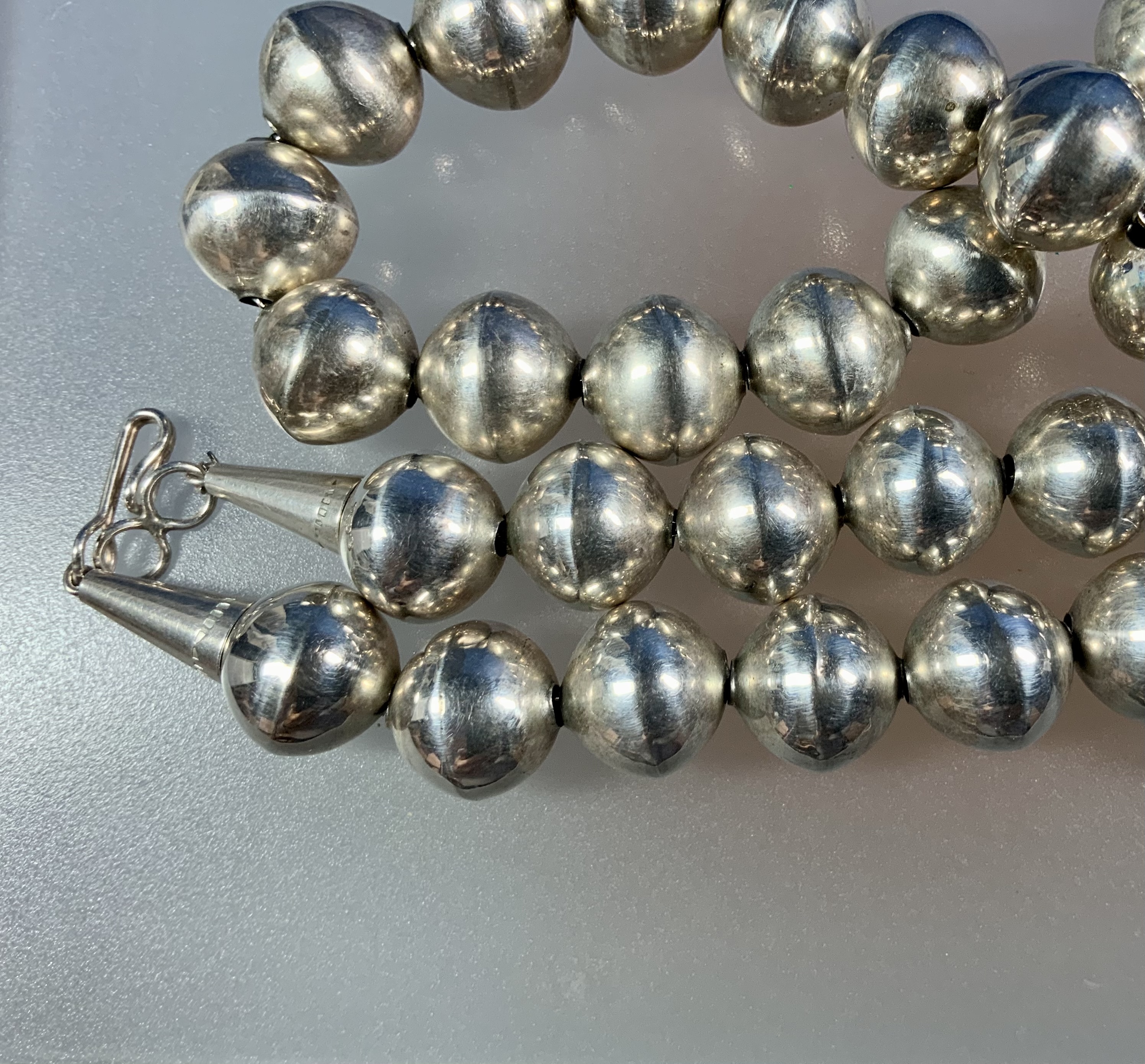 Navajo Pearls Sterling Silver Necklace 68 Grams