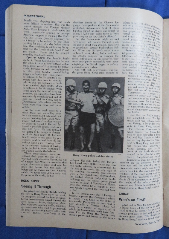 Newsweek Magazine June 5, 1967 The Arabs vs. Israel