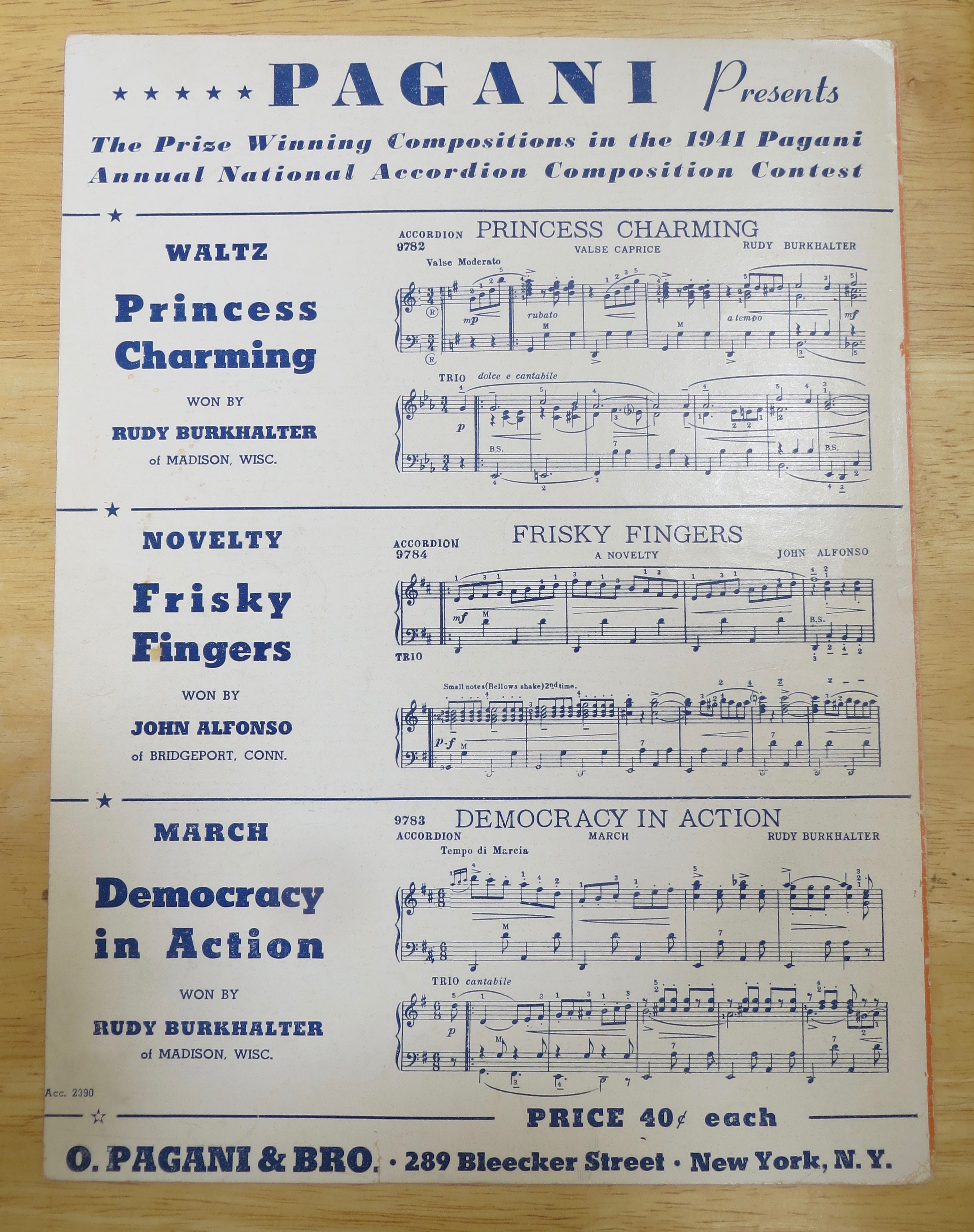 1943 Tico-Tico Sheet Music