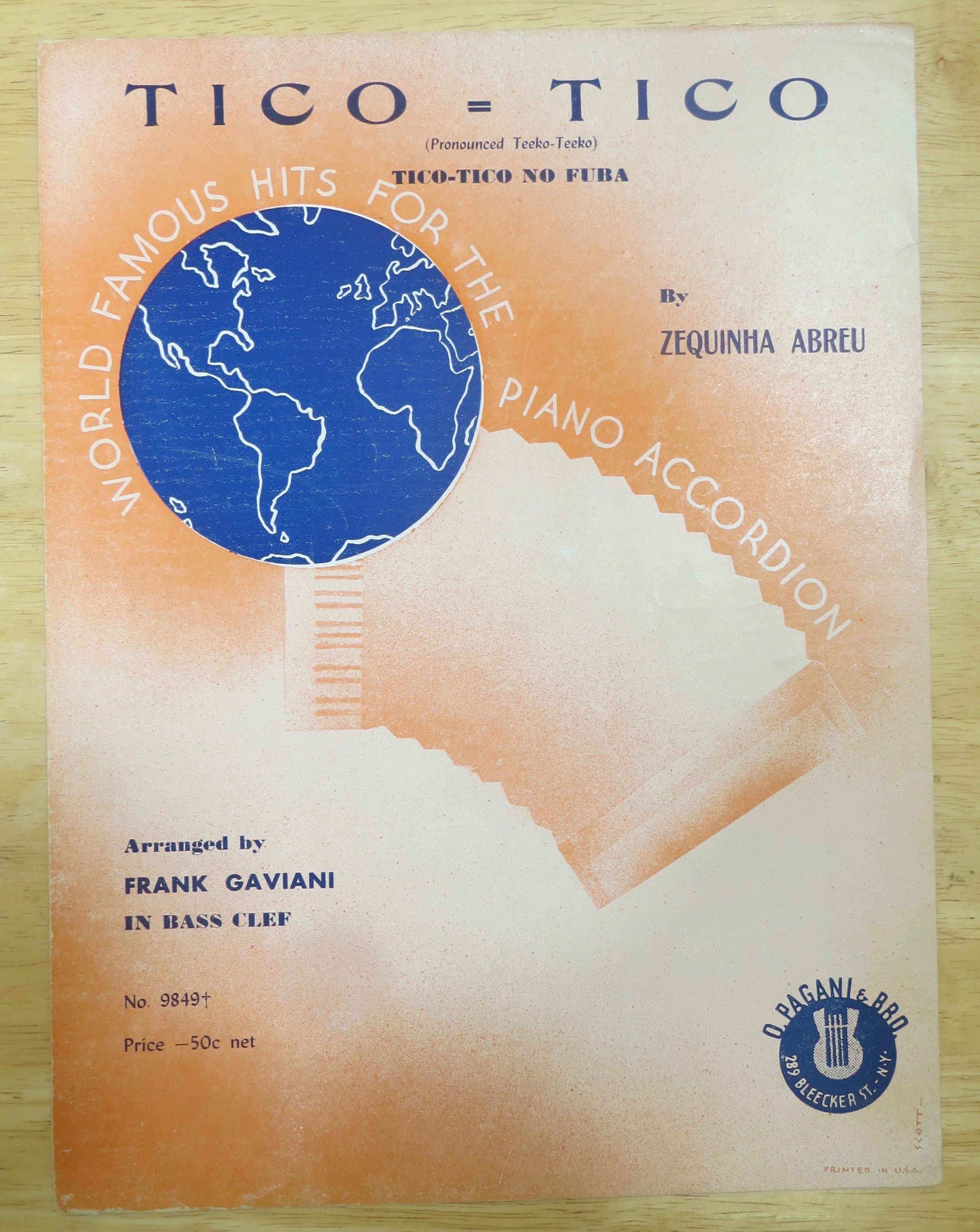 1943 Tico-Tico Sheet Music