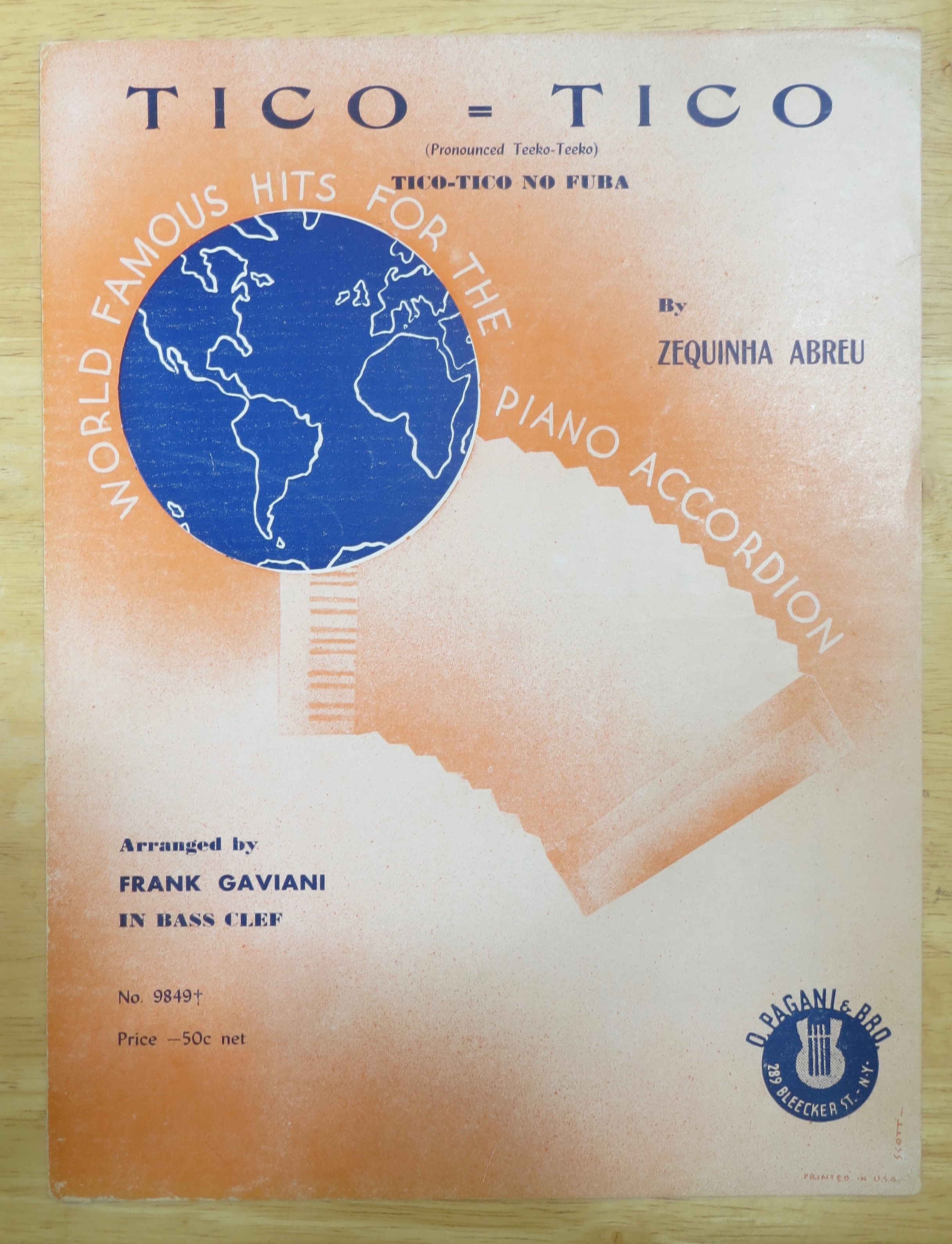 1943 Tico-Tico Sheet Music