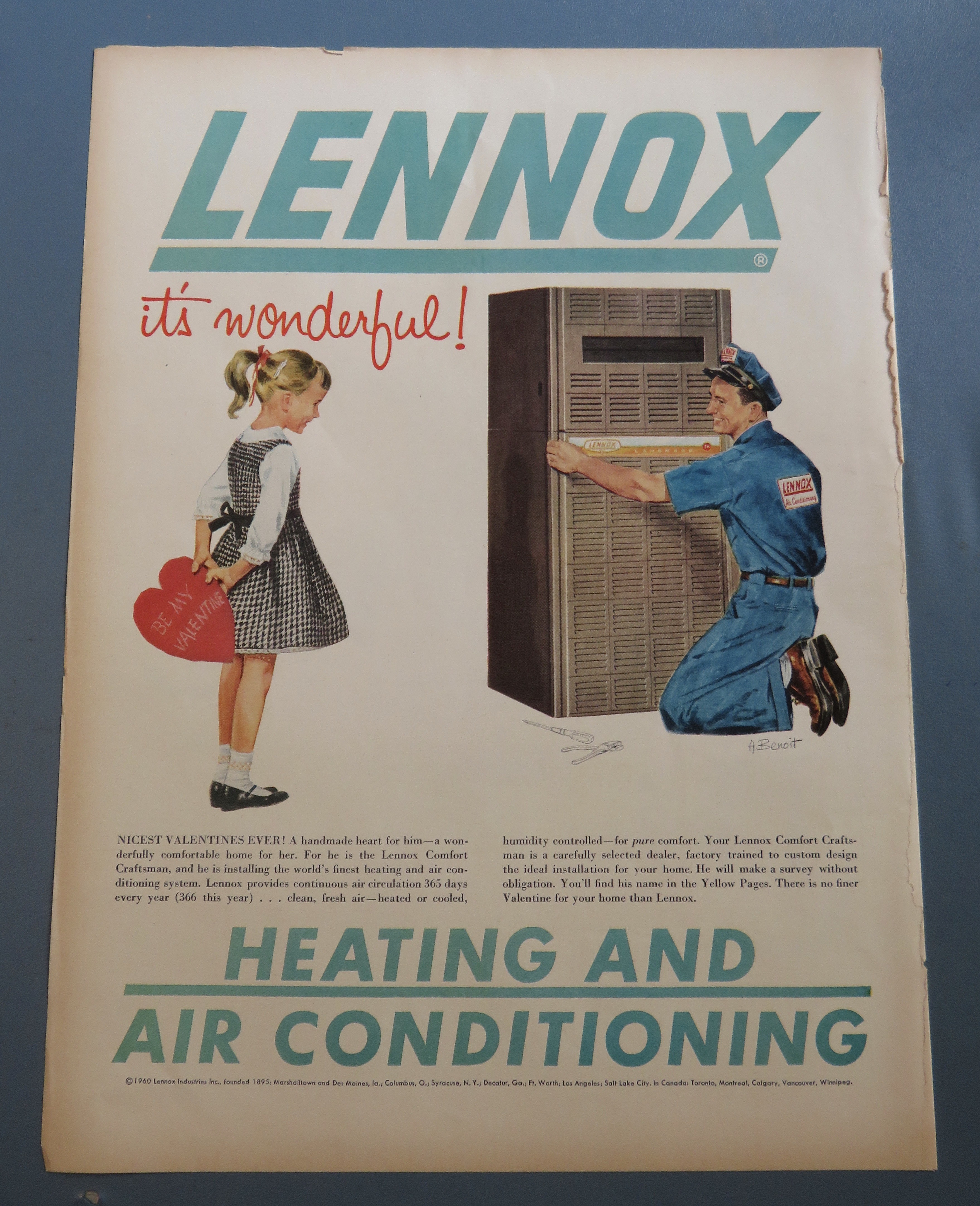 1960 Lennox Heating & Air Conditioning with Little Girl