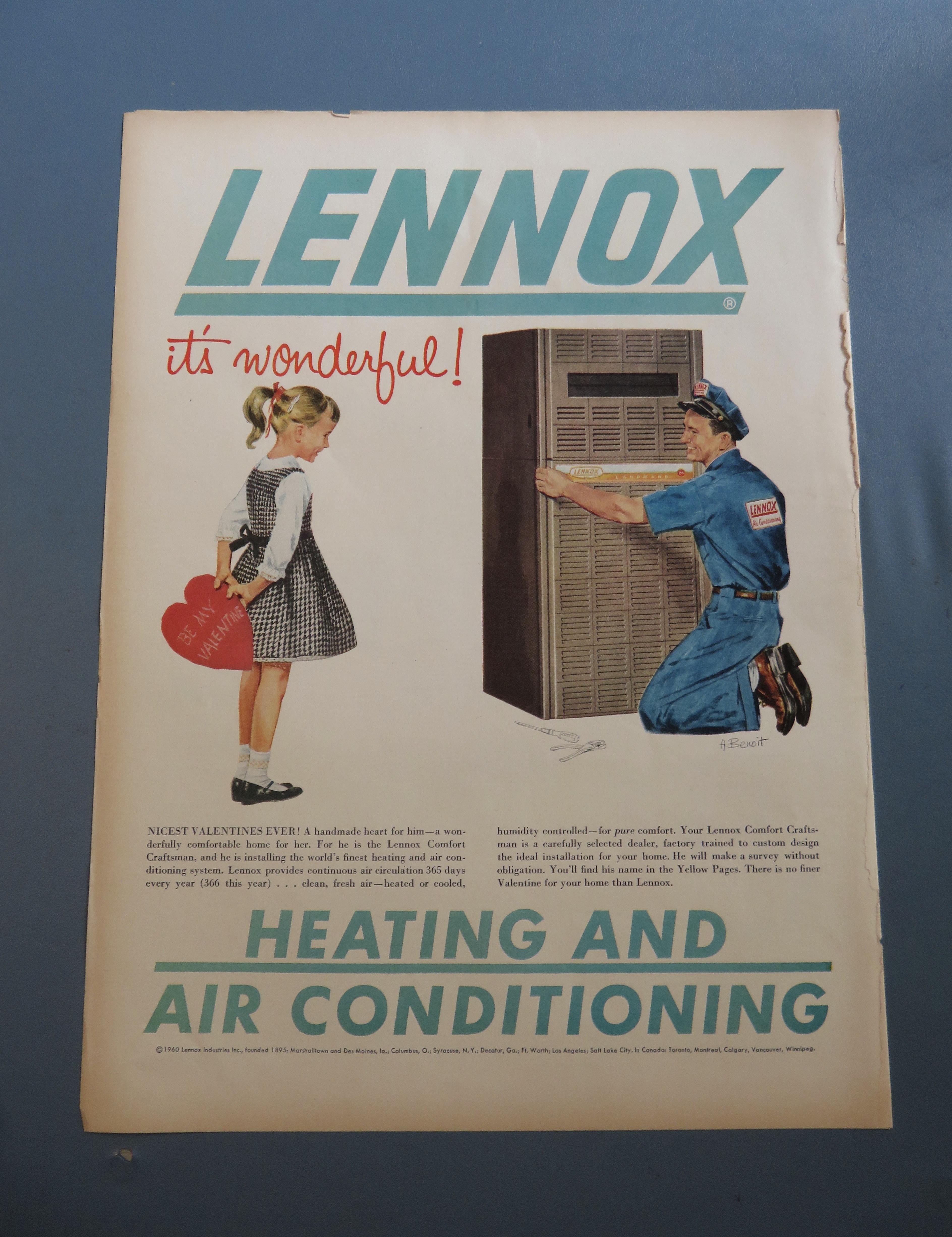 1960 Lennox Heating & Air Conditioning with Little Girl