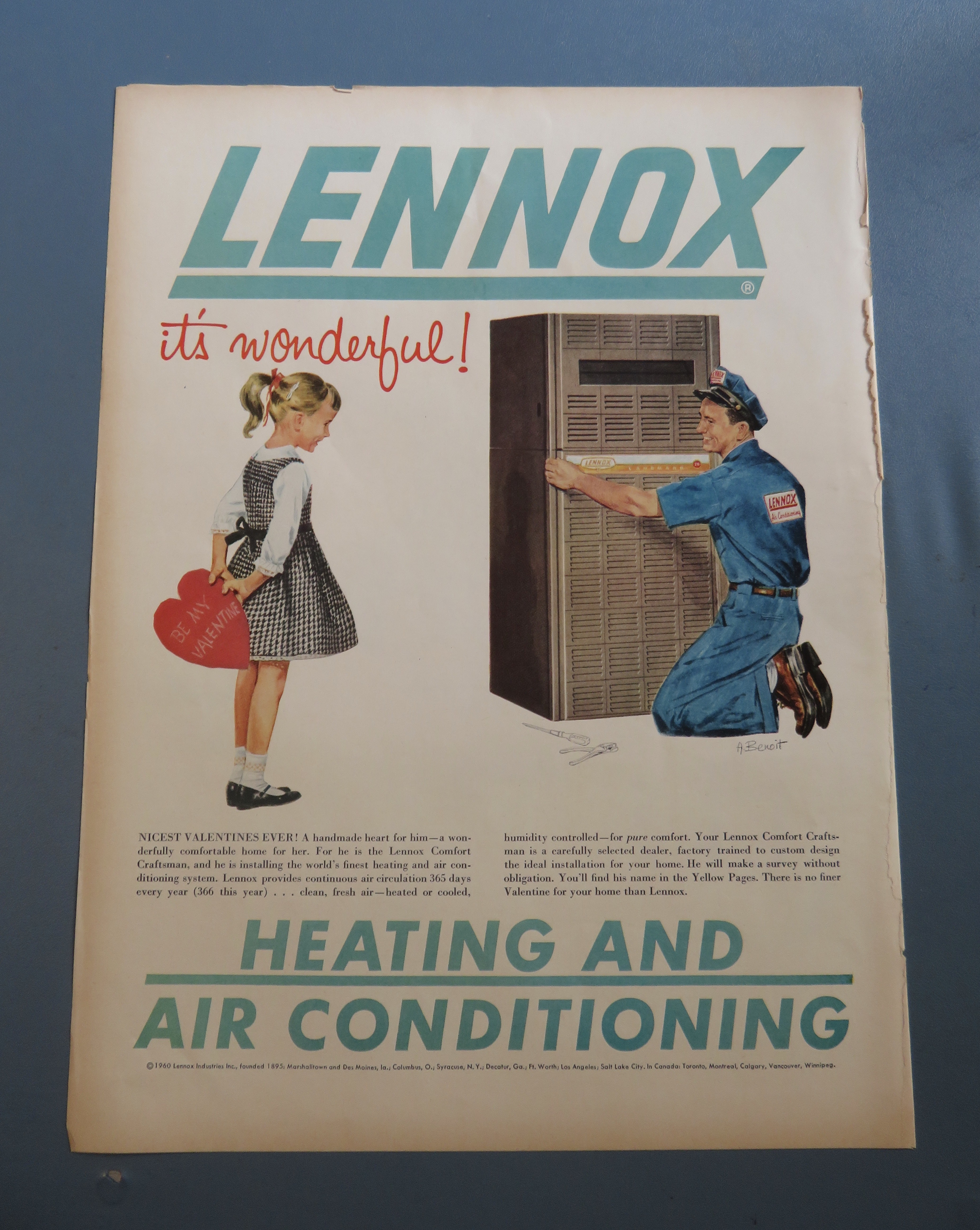 1960 Lennox Heating & Air Conditioning with Little Girl