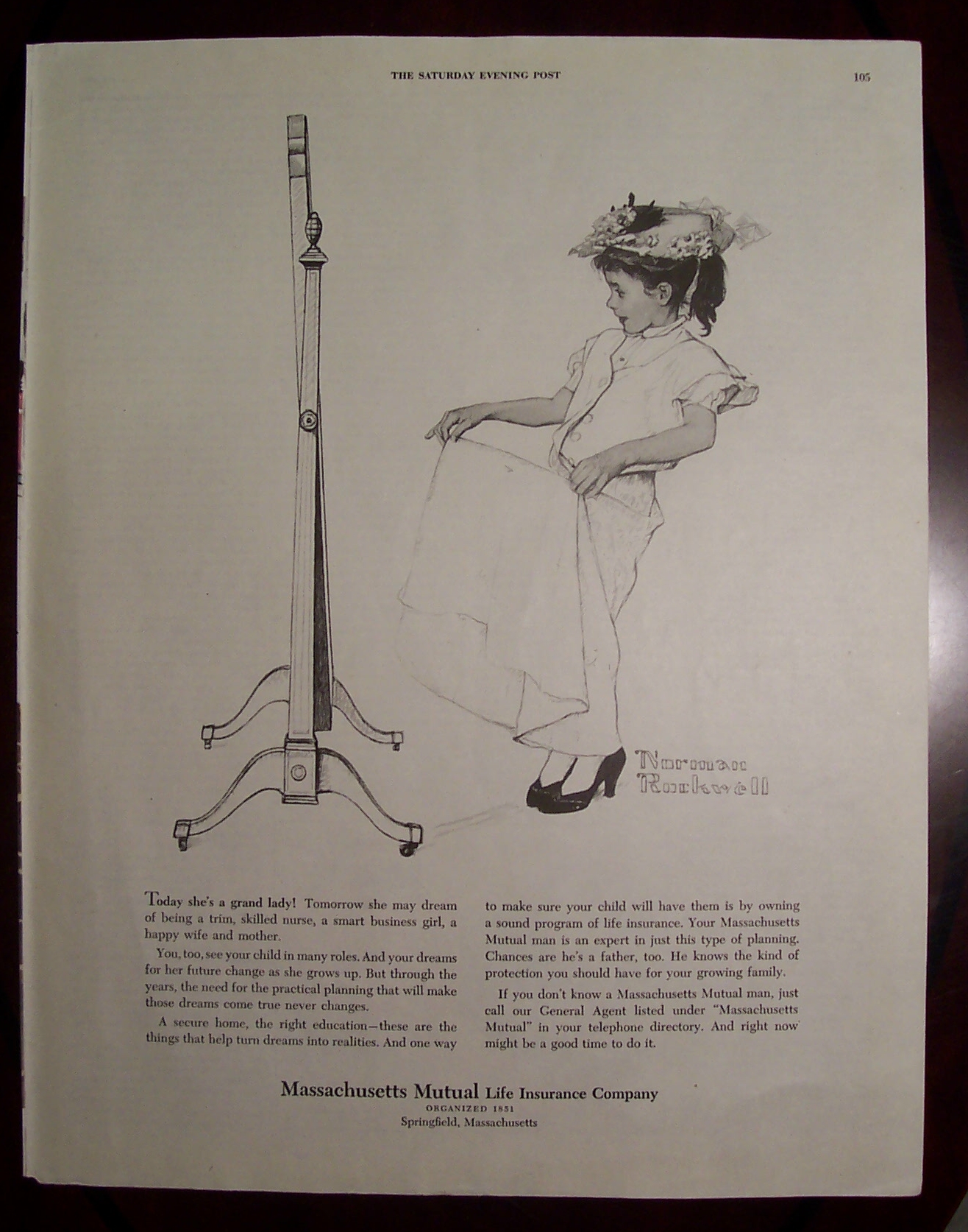 Norman Rockwell Ad Of 1955 Massachusetts Mutual Life Co