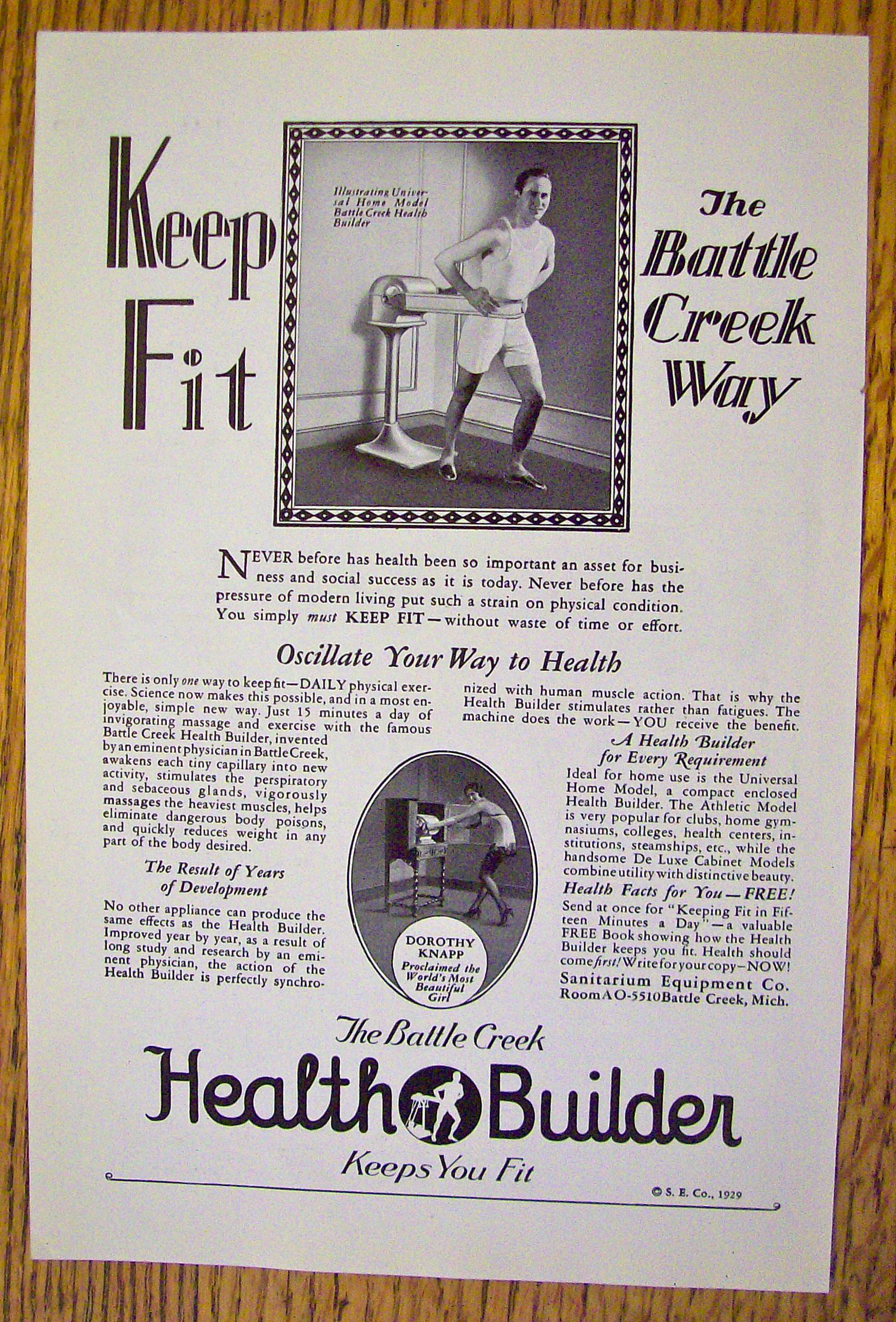 1929 Health Builder with Battle Creek Health Builder