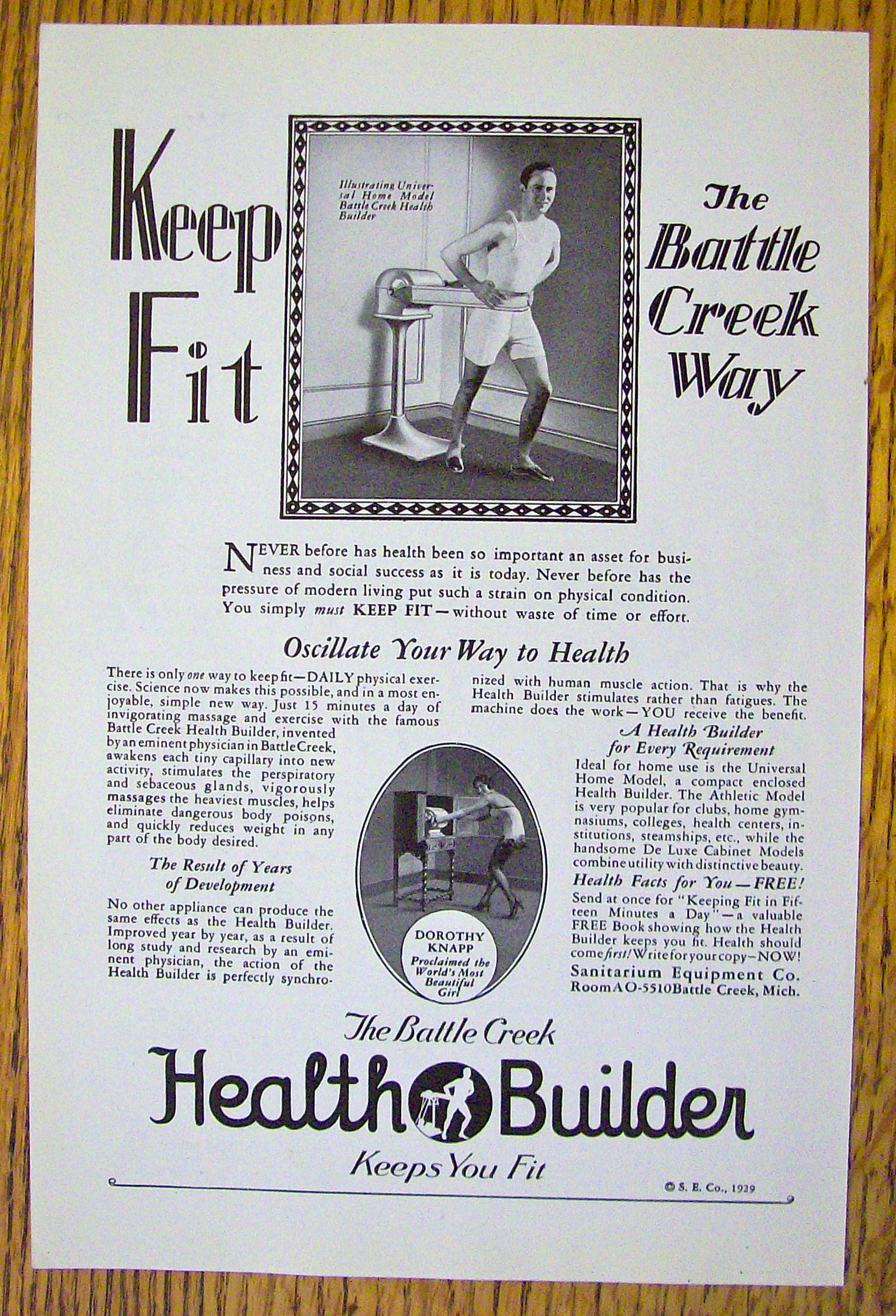 1929 Health Builder with Battle Creek Health Builder
