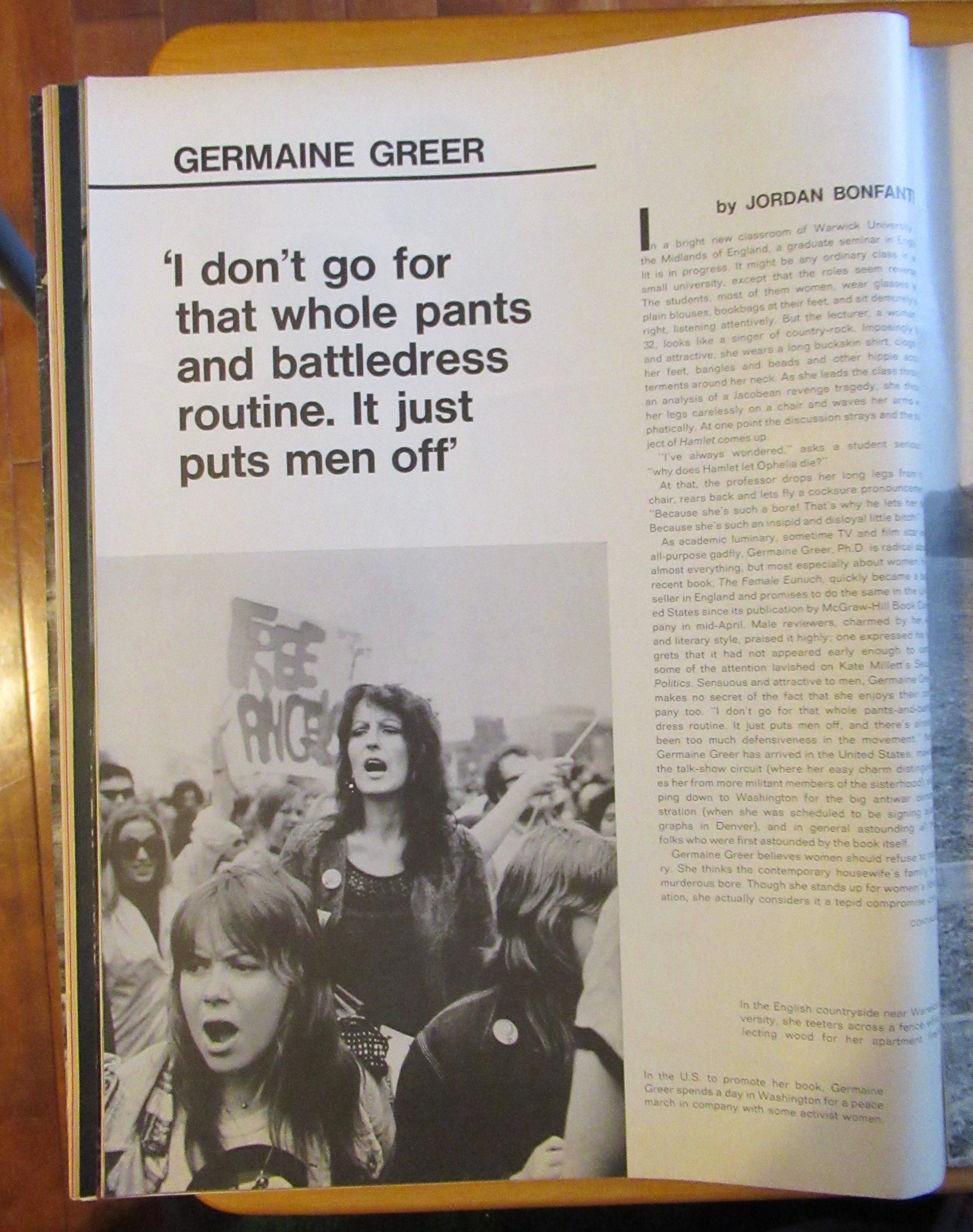 Life Magazine May 7, 1971 Saucy Feminist Germaine Greer