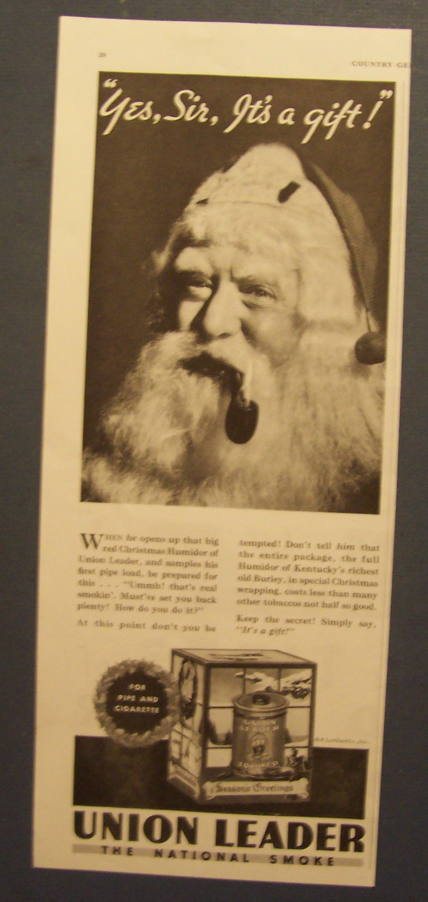 1933  Union  Leader  Pipe & Cigarette Tobacco
