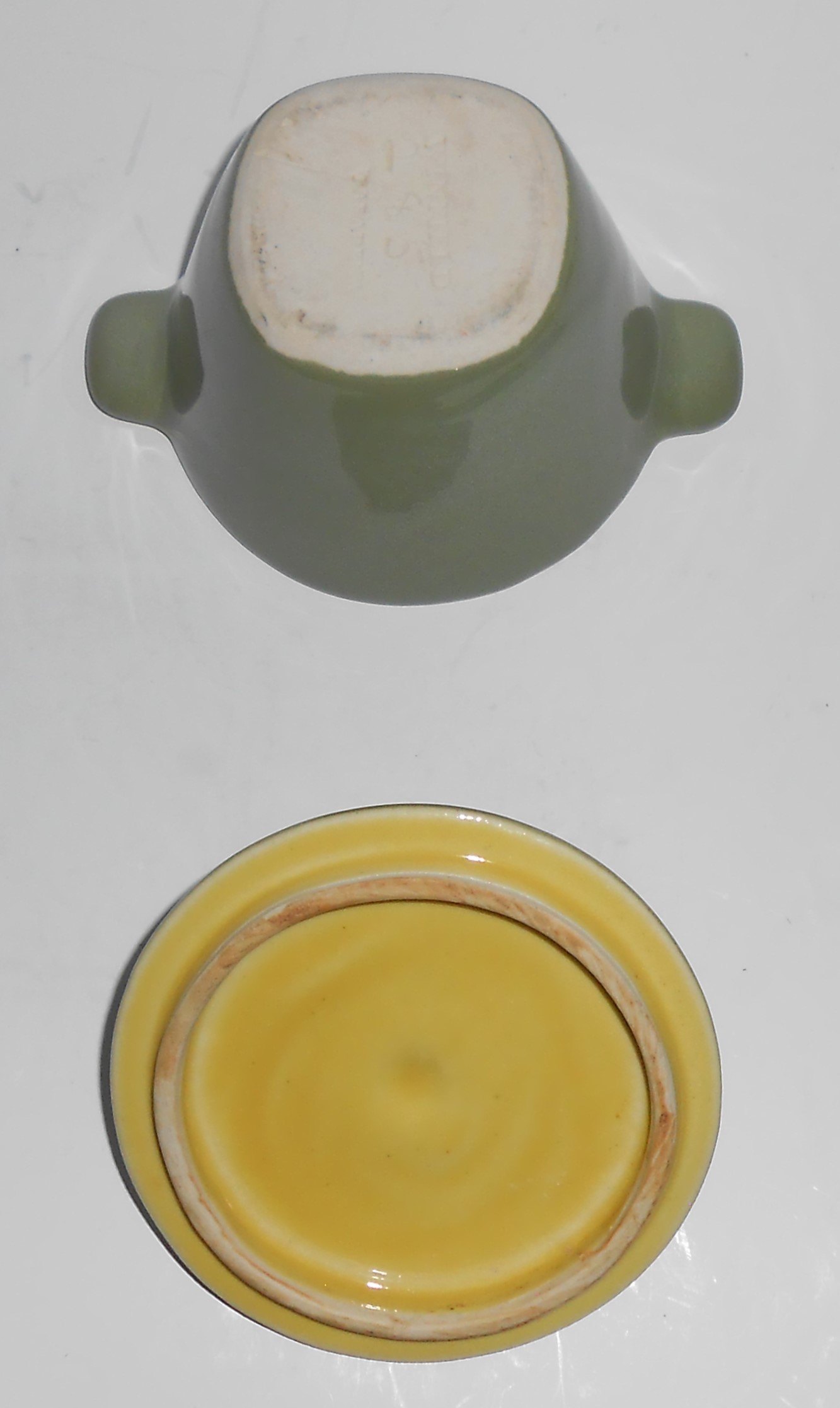Early Winfield China Pottery Duotone Covered Sugar Bowl