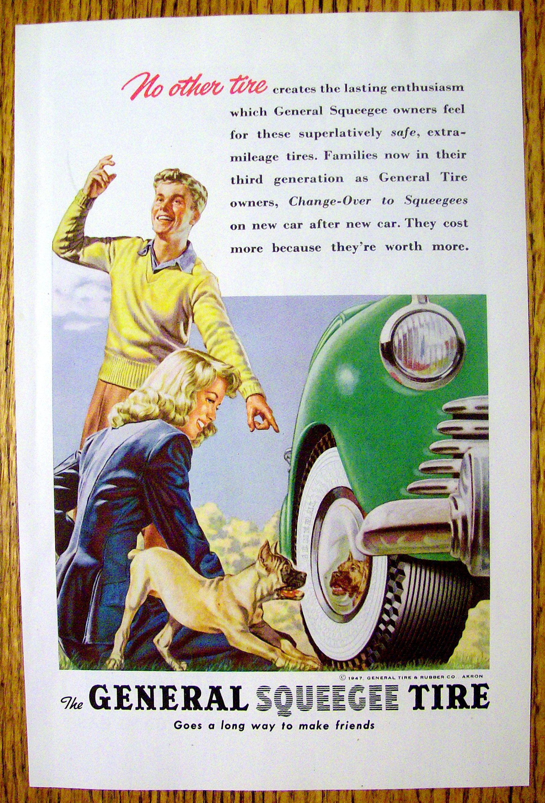 1947 General Squeegee Tire with Boy & Girl Watching Dog