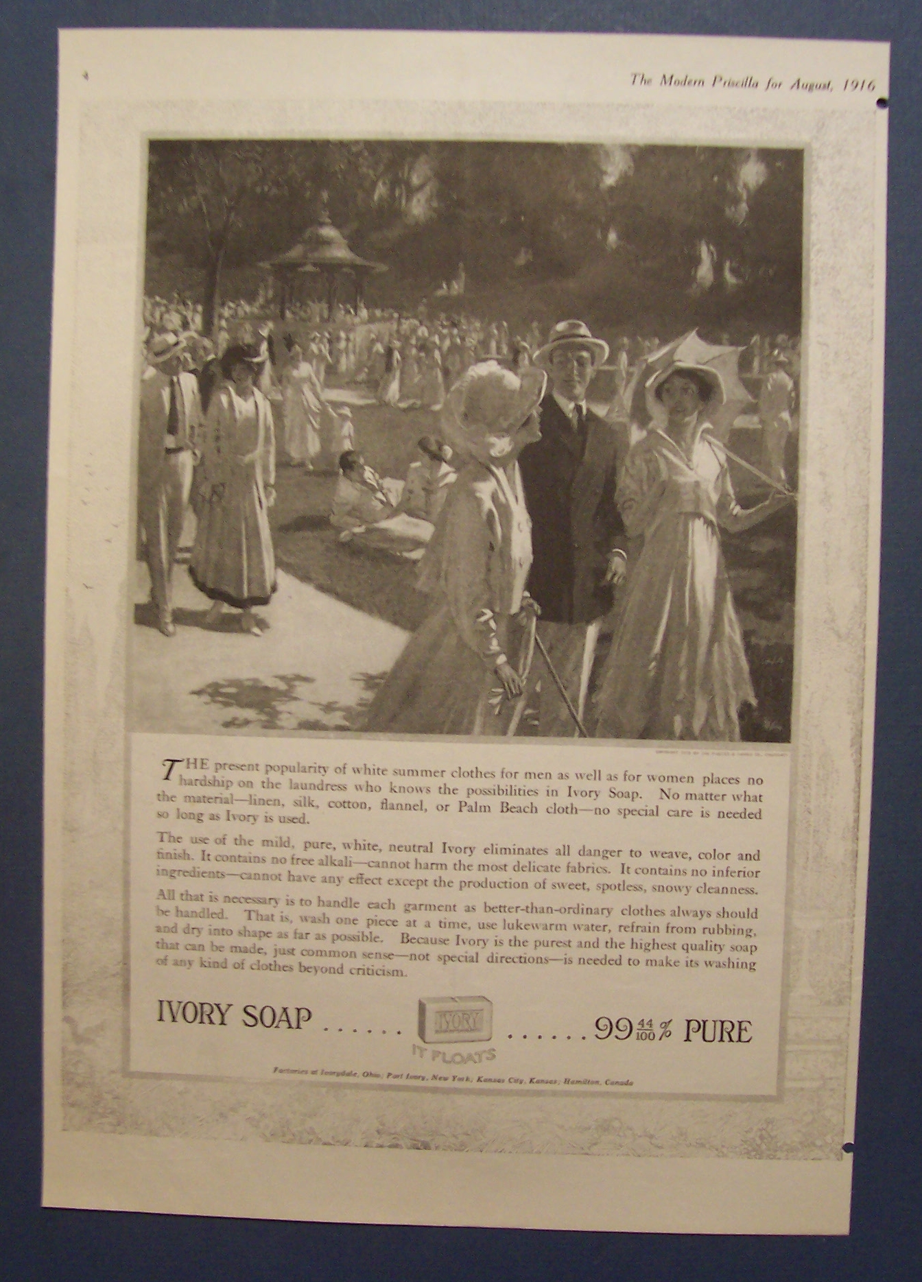 1916 Ivory Soap with People Walking in the Park