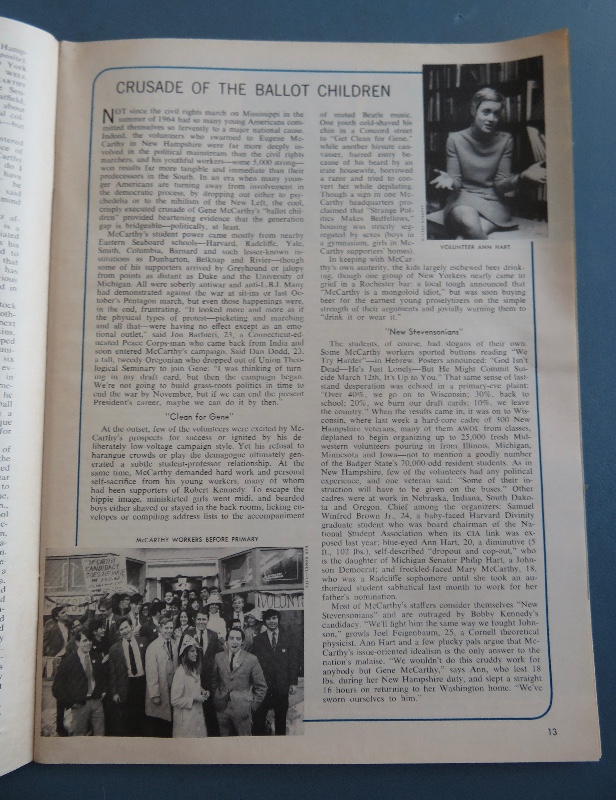 Time Magazine March 22, 1968 Eugene McCarthy