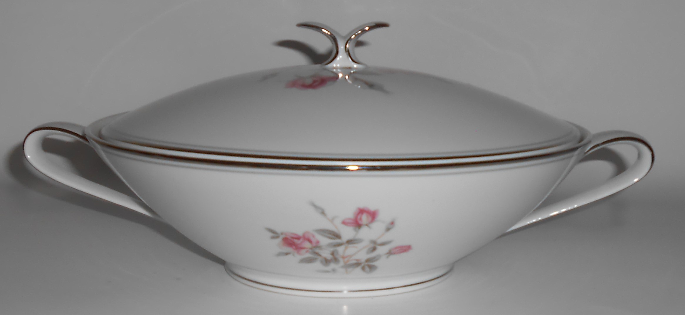 Noritake Porcelain China 5516 Pink Roses Platinum Cover