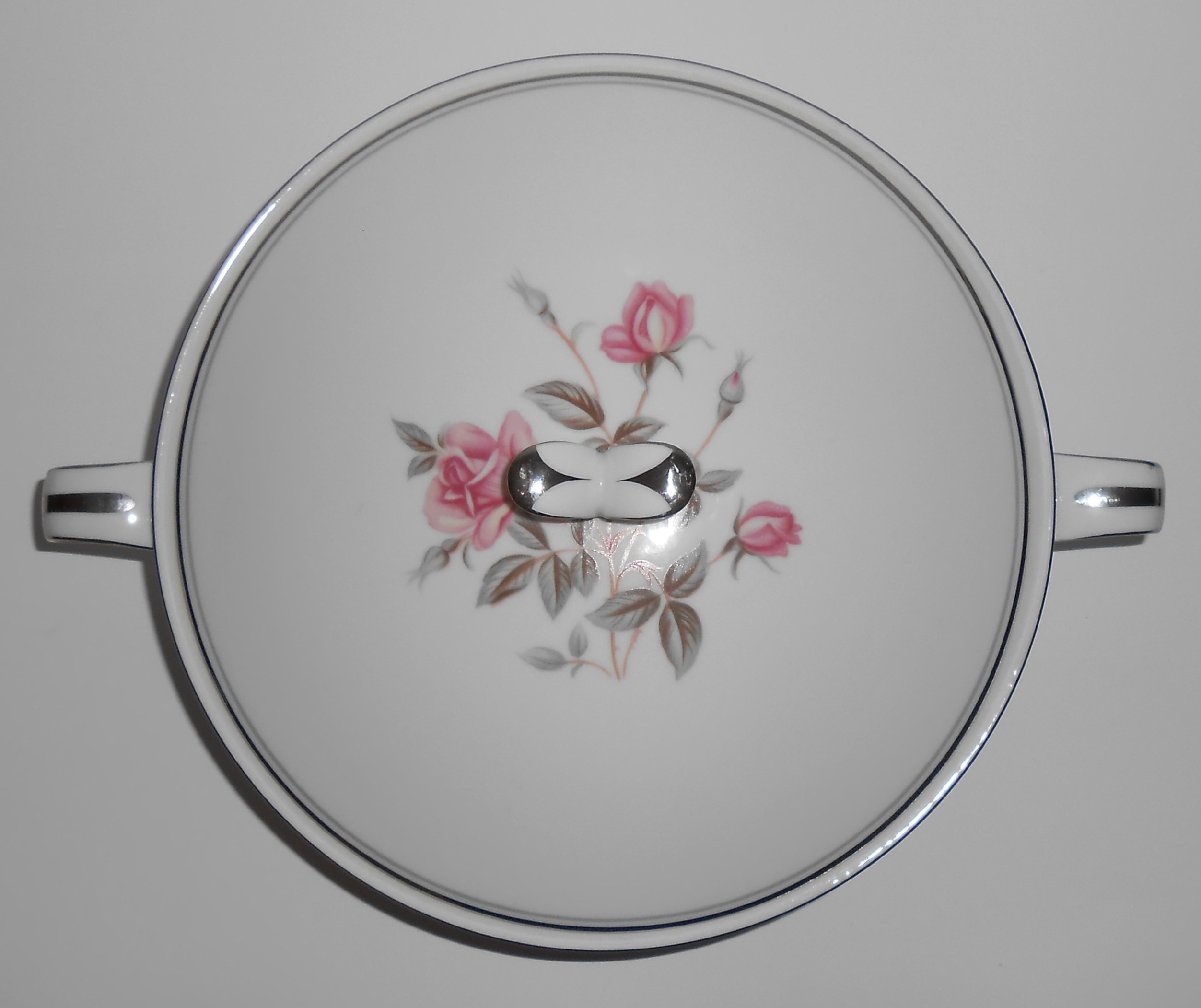 Noritake Porcelain China 5516 Pink Roses Platinum Cover
