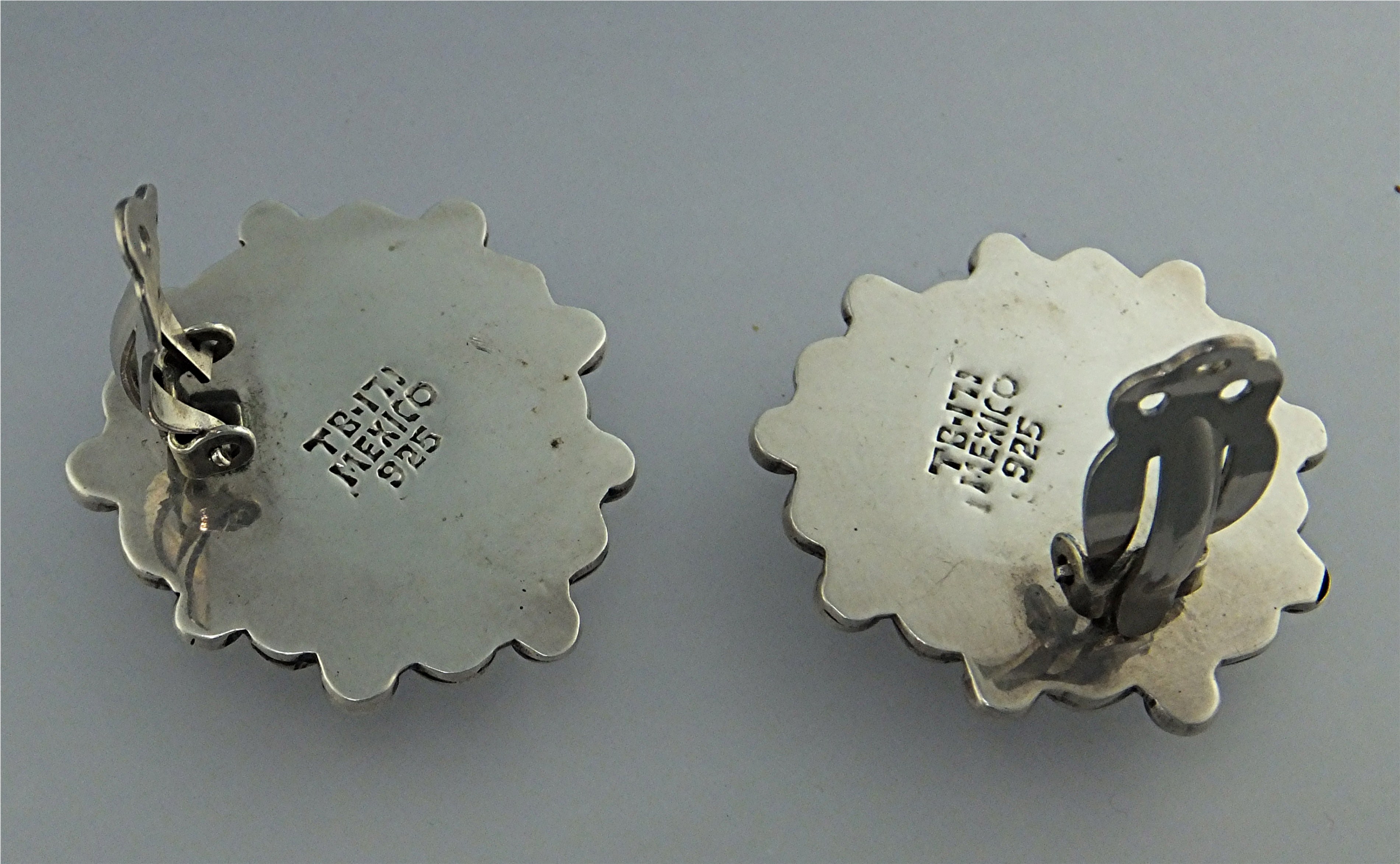 Taxco Mexico Sterling Silver Heart Clip Earrings