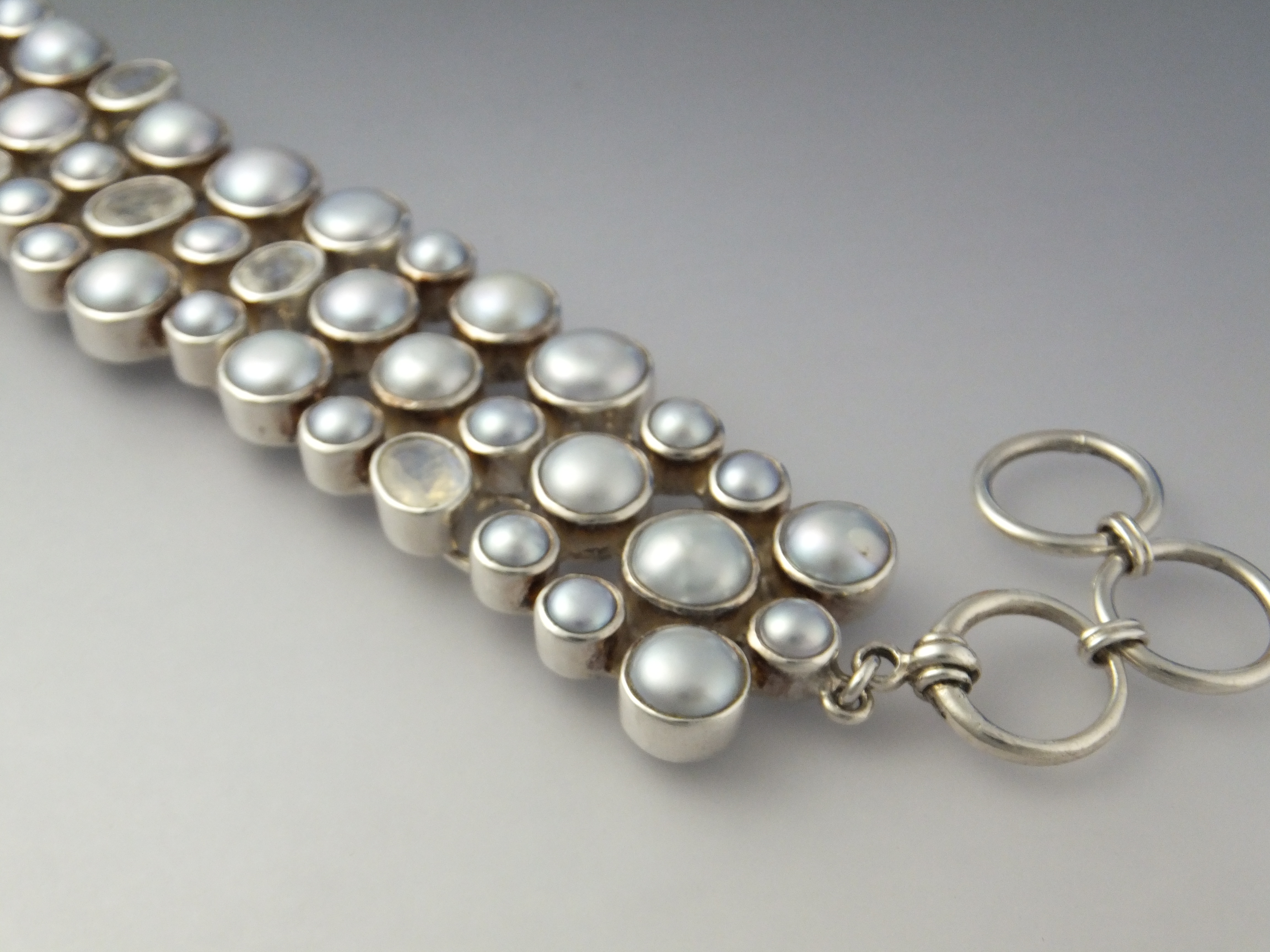 Moonstone Sterling Silver Pearls Mystic Starborn Bracel