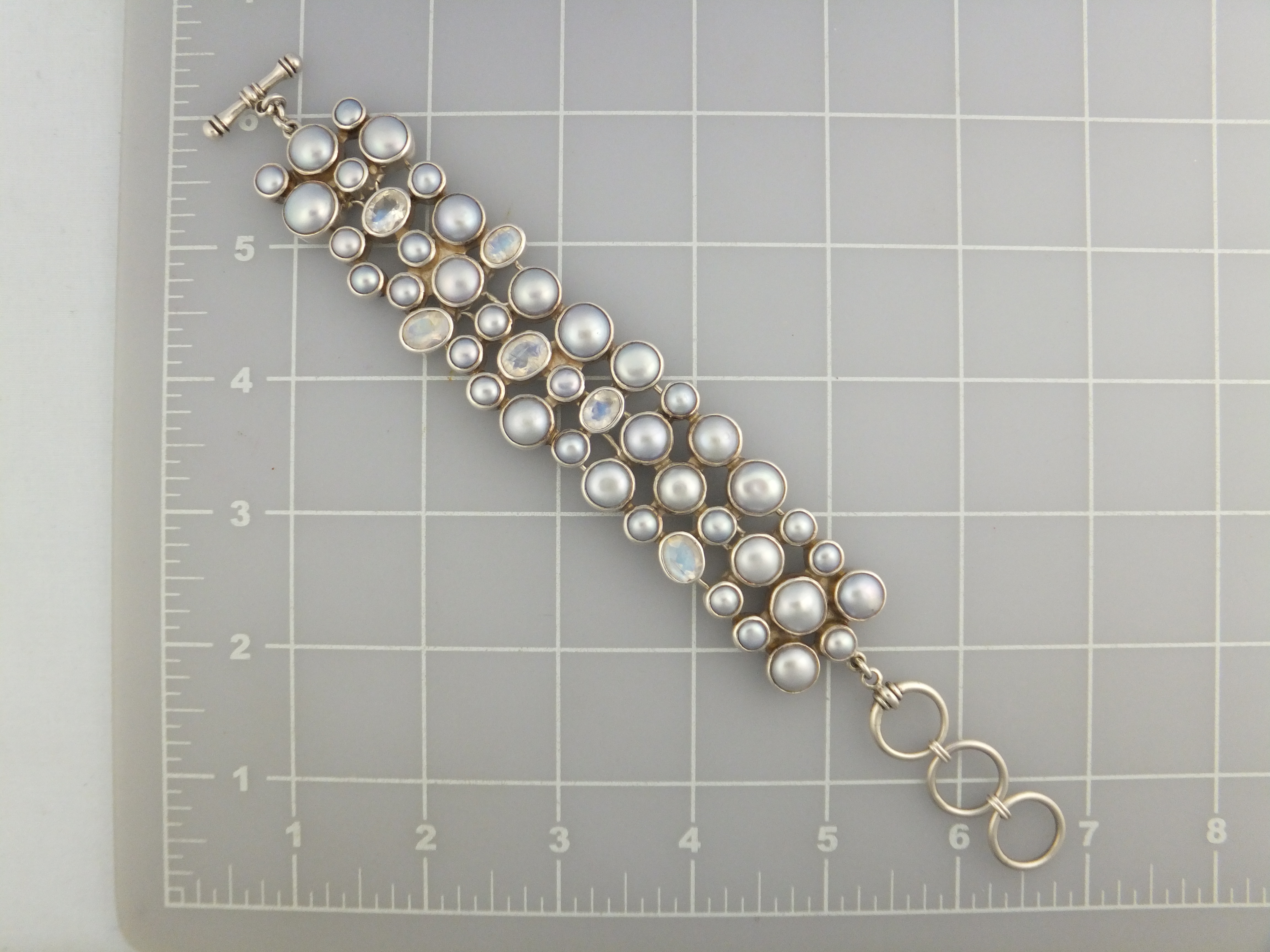 Moonstone Sterling Silver Pearls Mystic Starborn Bracel