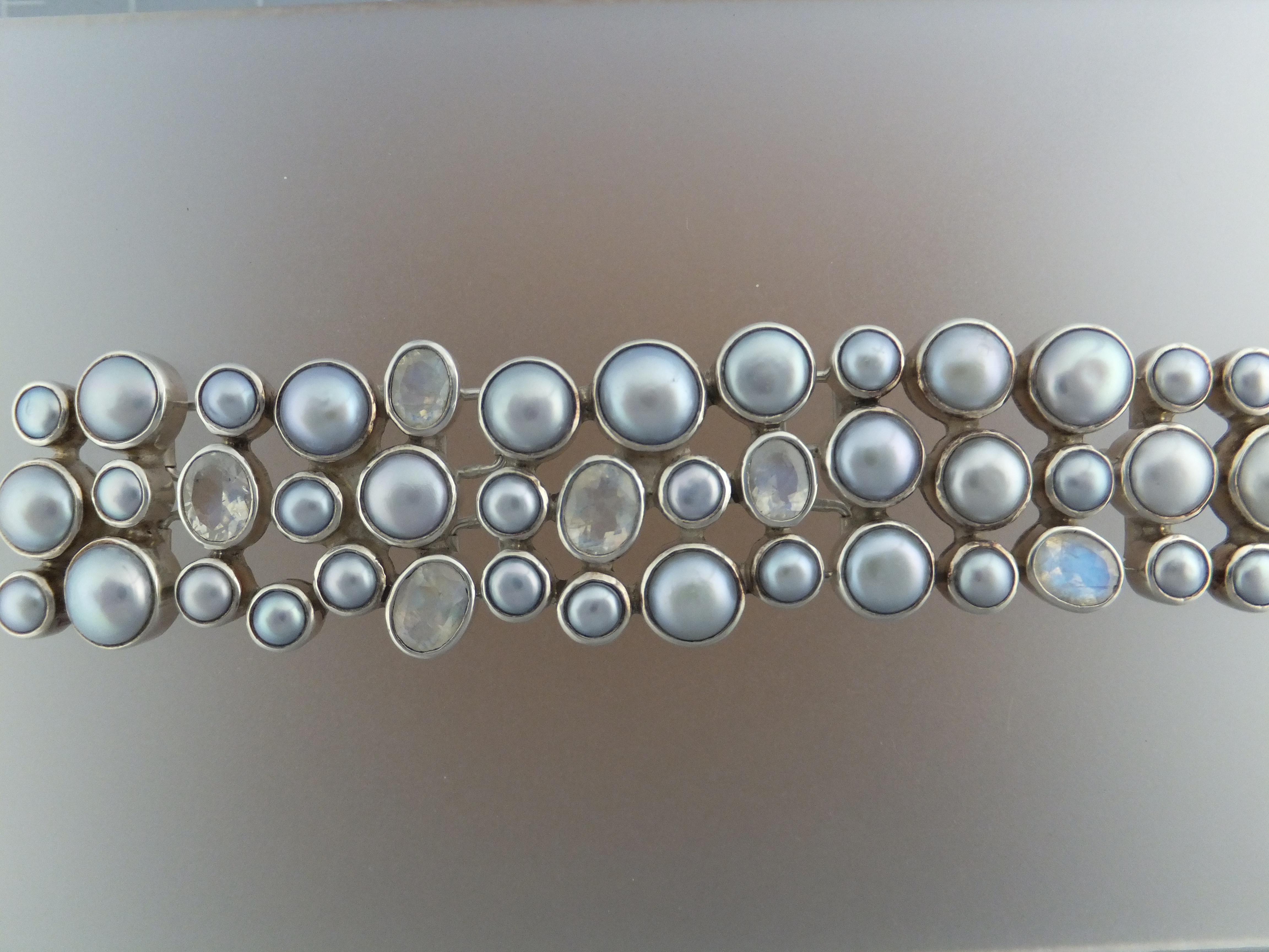 Moonstone Sterling Silver Pearls Mystic Starborn Bracel