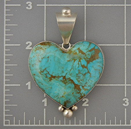 David Troutman Sterling Silver Kingman Turquoise Heart