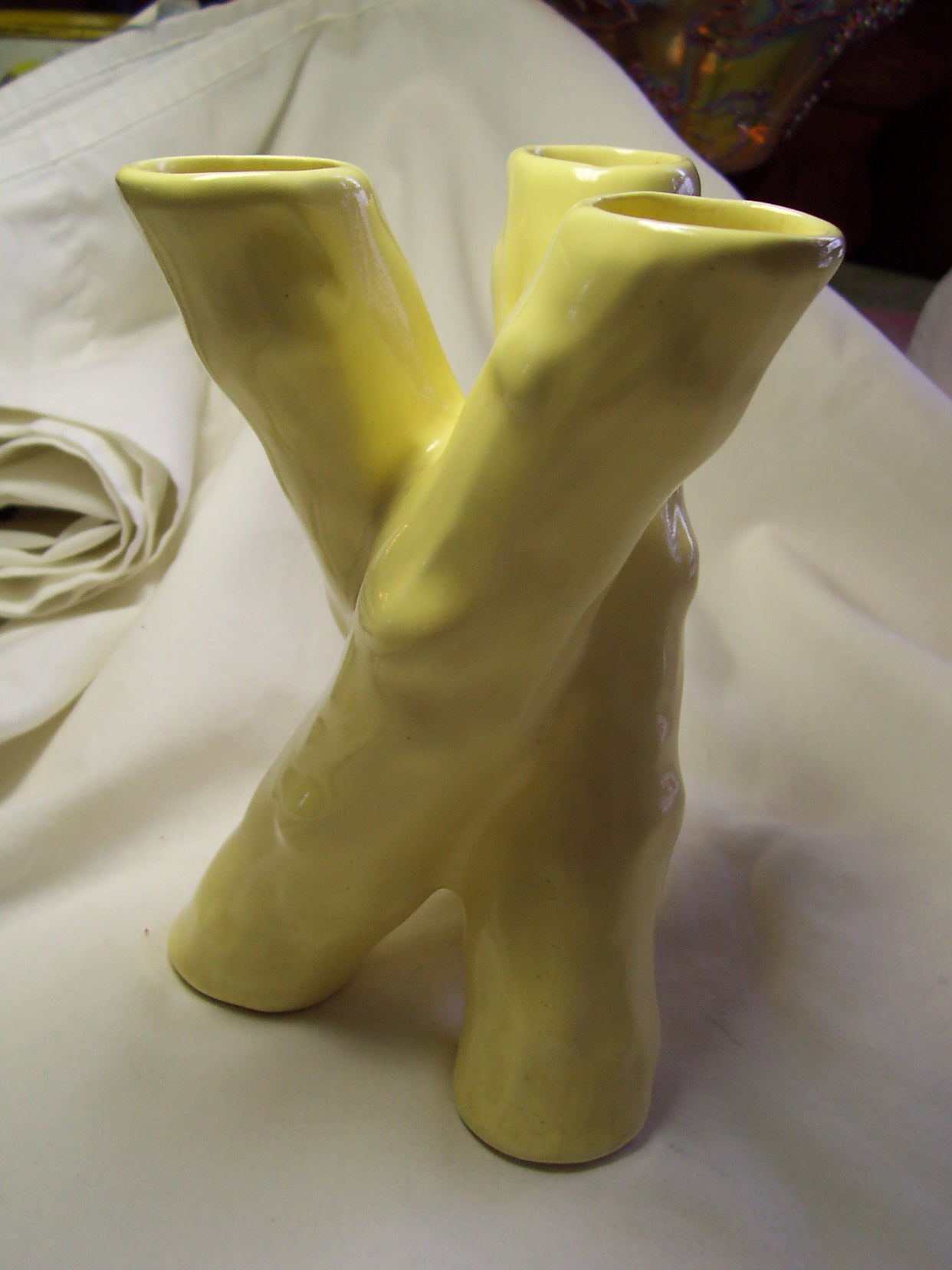 Pottery Rooter Flower Frog Vase 3 branch