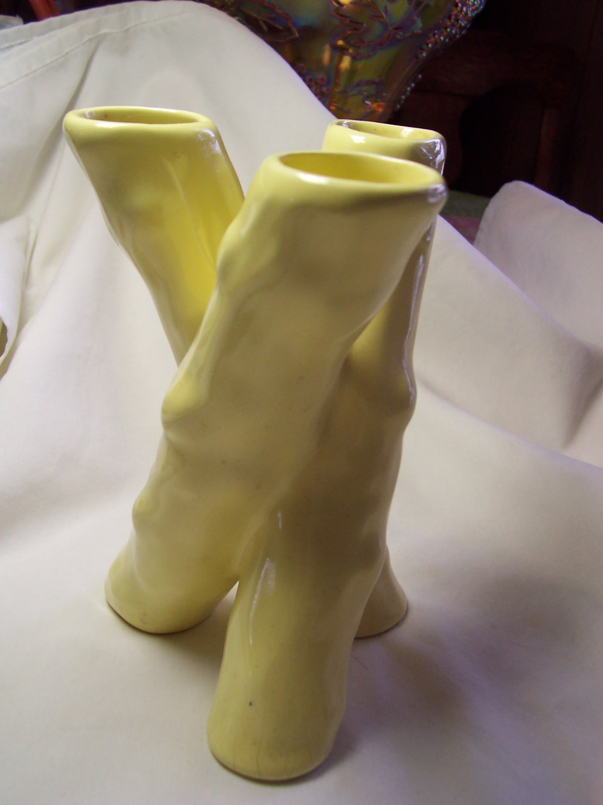 Pottery Rooter Flower Frog Vase 3 branch