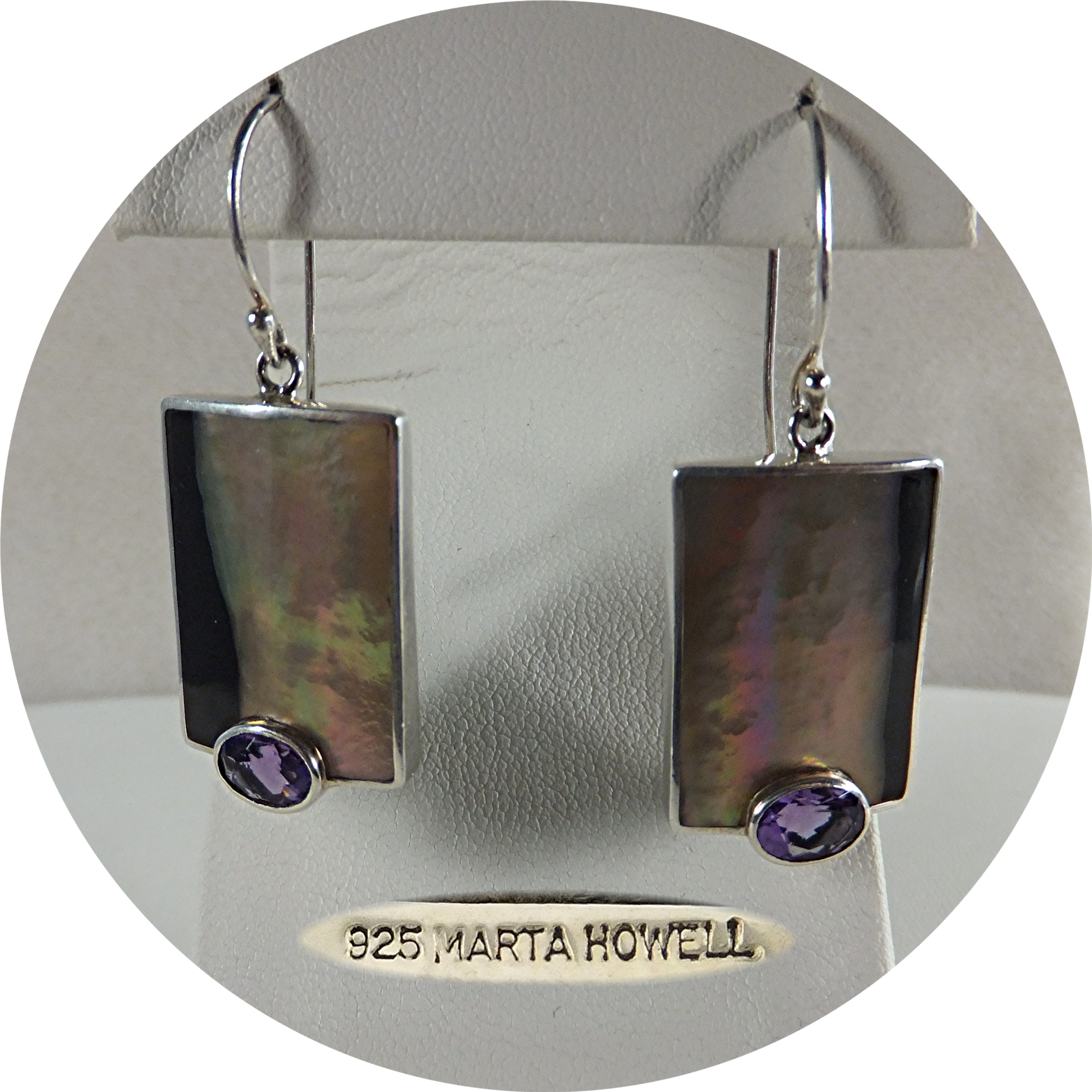Earrings Sterling Silver Lip Shell Amethyst By Marta Ho