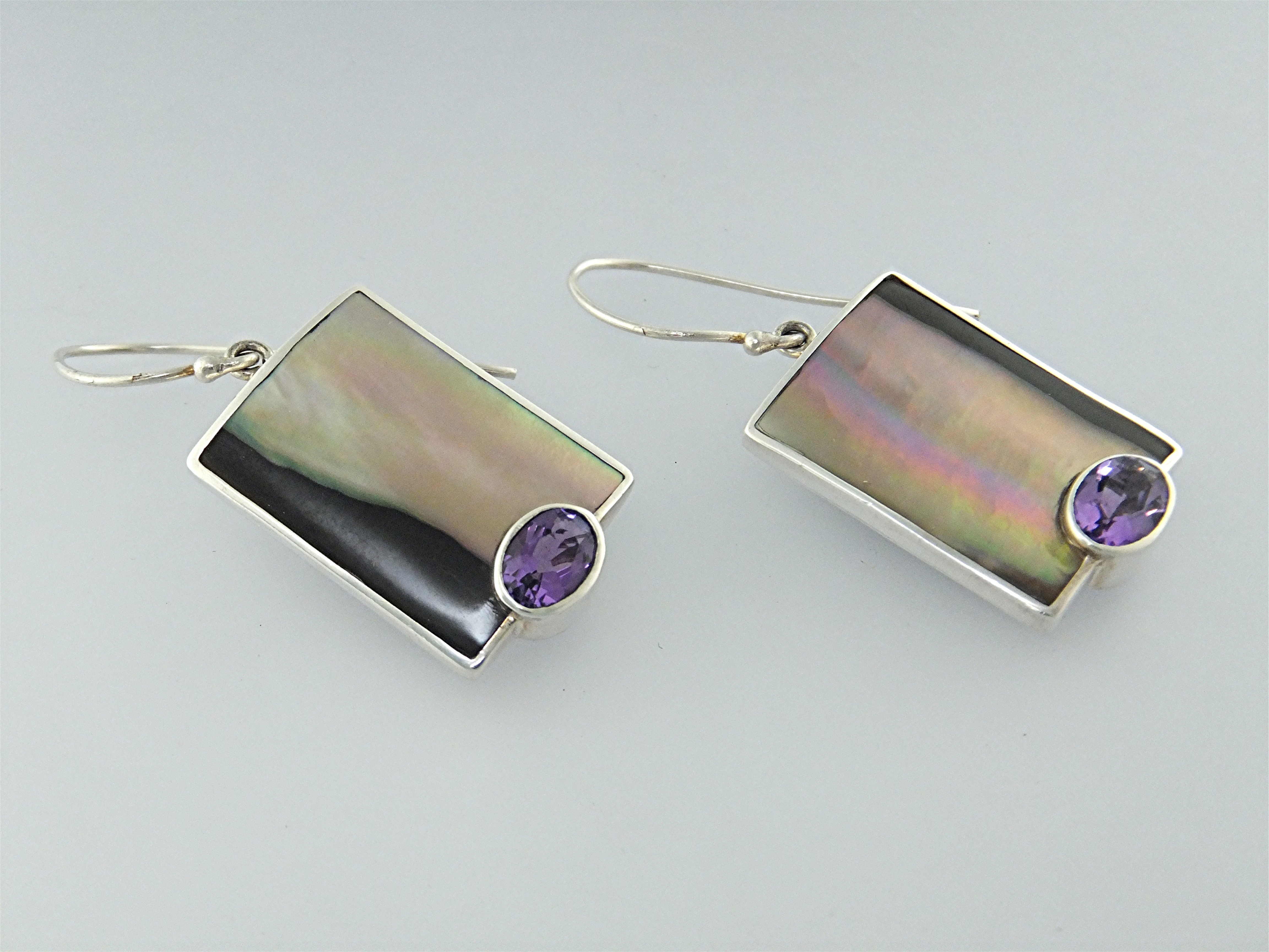 Earrings Sterling Silver Lip Shell Amethyst By Marta Ho
