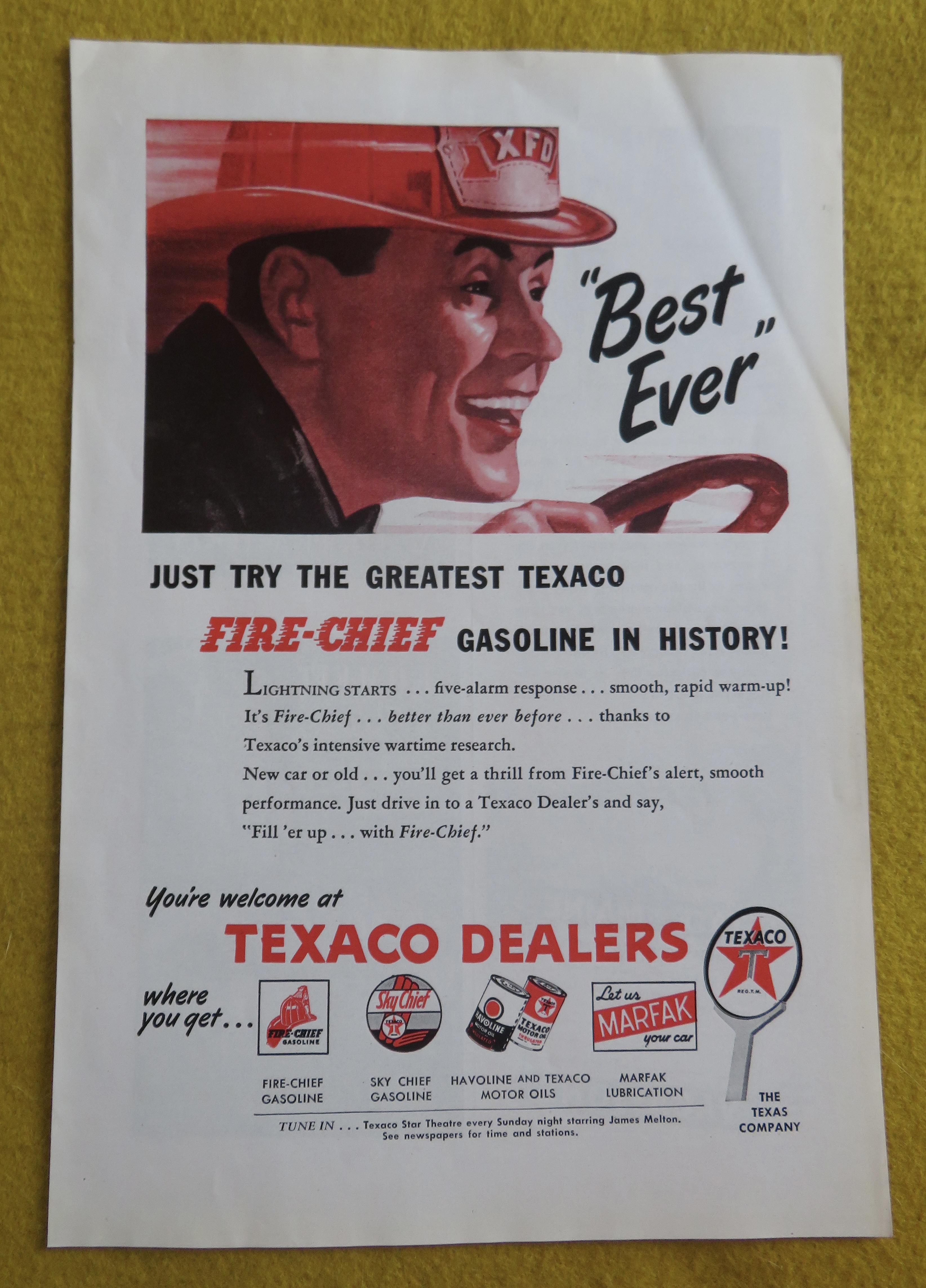 1946 Texaco Dealers With A Fireman Driving
